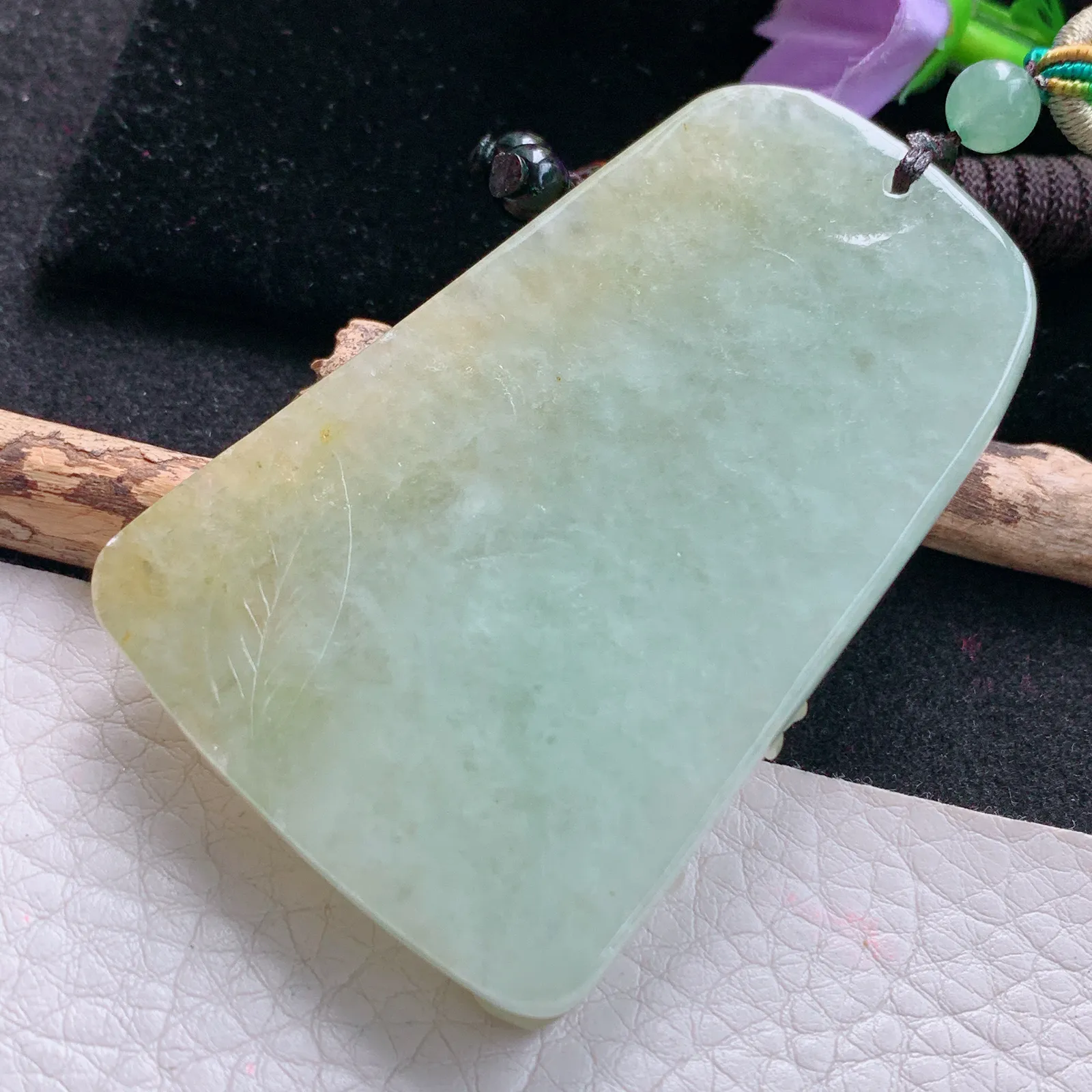 zen自然光64.8*43.3*12.6天然缅甸翡翠冰双彩霸气龙牌玉吊坠 玉挂件