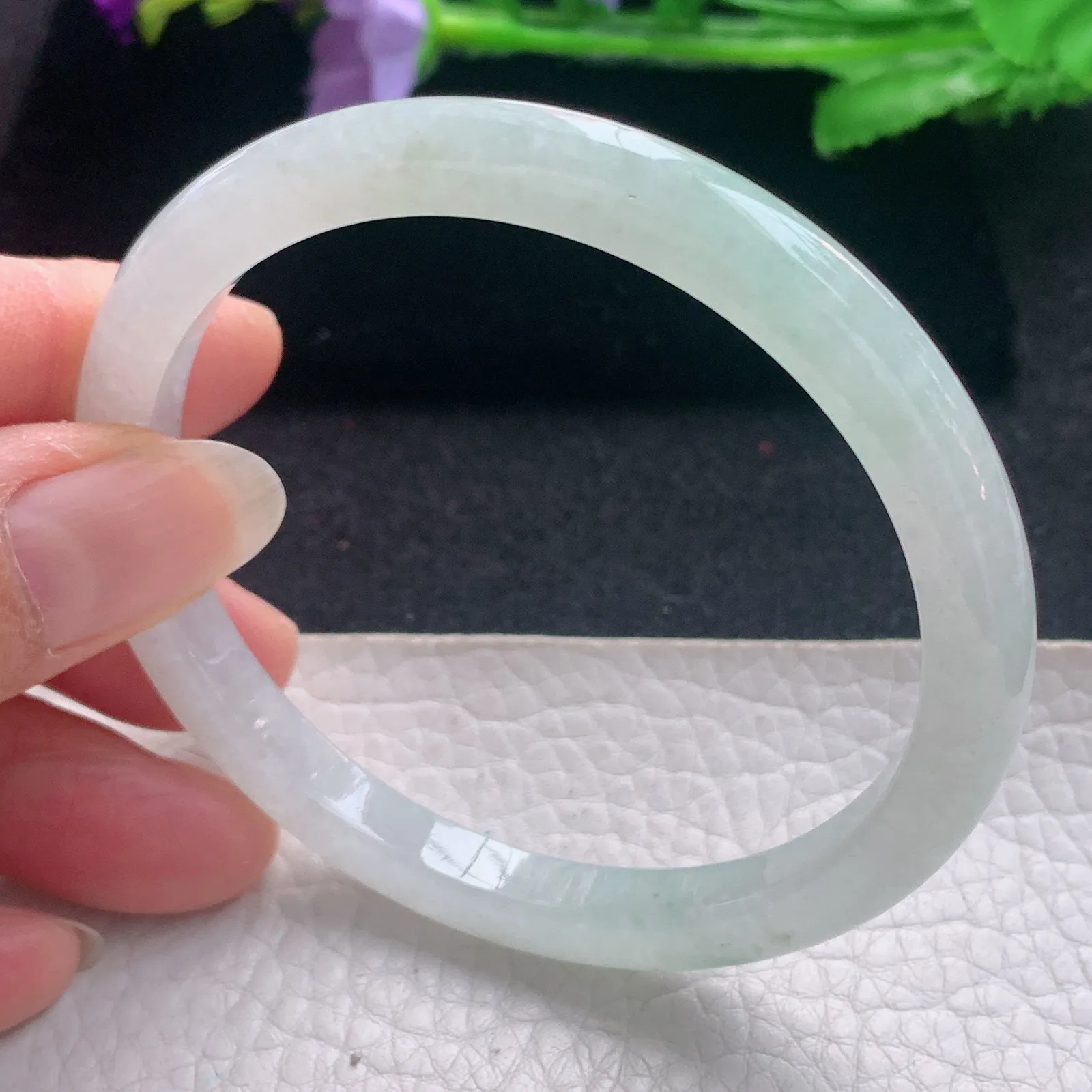 nr实拍59*7*7缅甸翡翠a货玉手镯冰润秀气正圈平安镯宽版玉手环