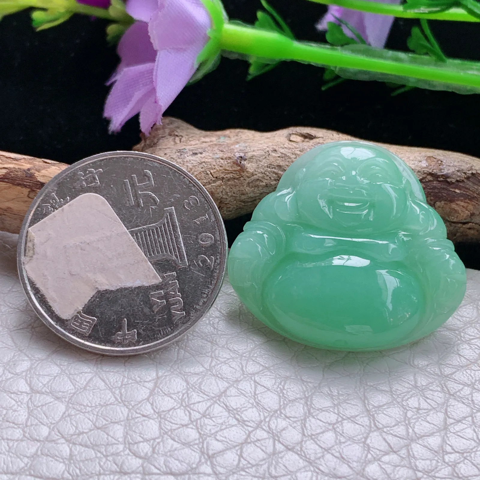 zen自然光26.8*28.8*6天然缅甸翡翠a货甜缘佛公 开心佛玉吊坠 玉挂件