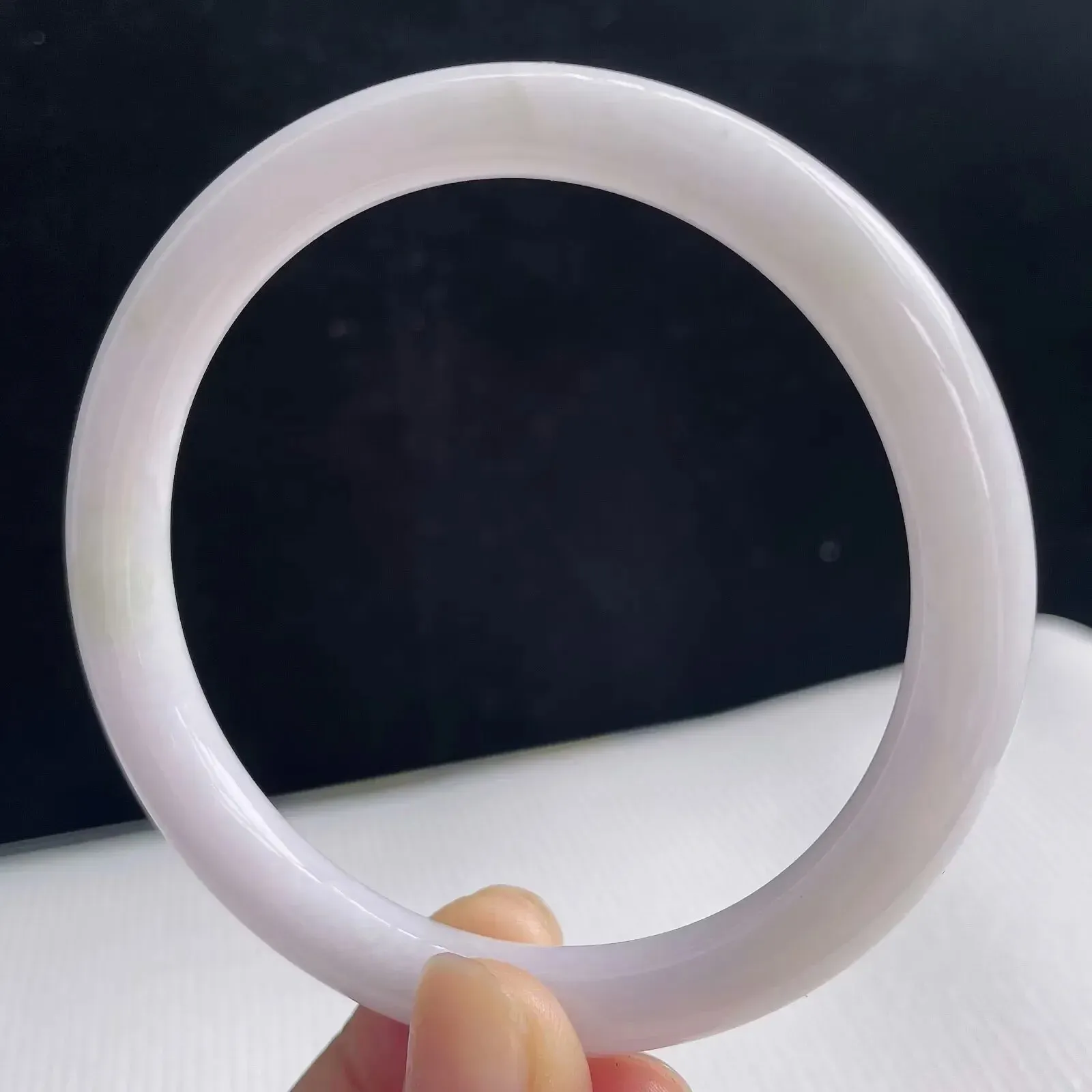 59圈有种有色天然翡翠玉手镯好种水浅紫水润手镯33.12