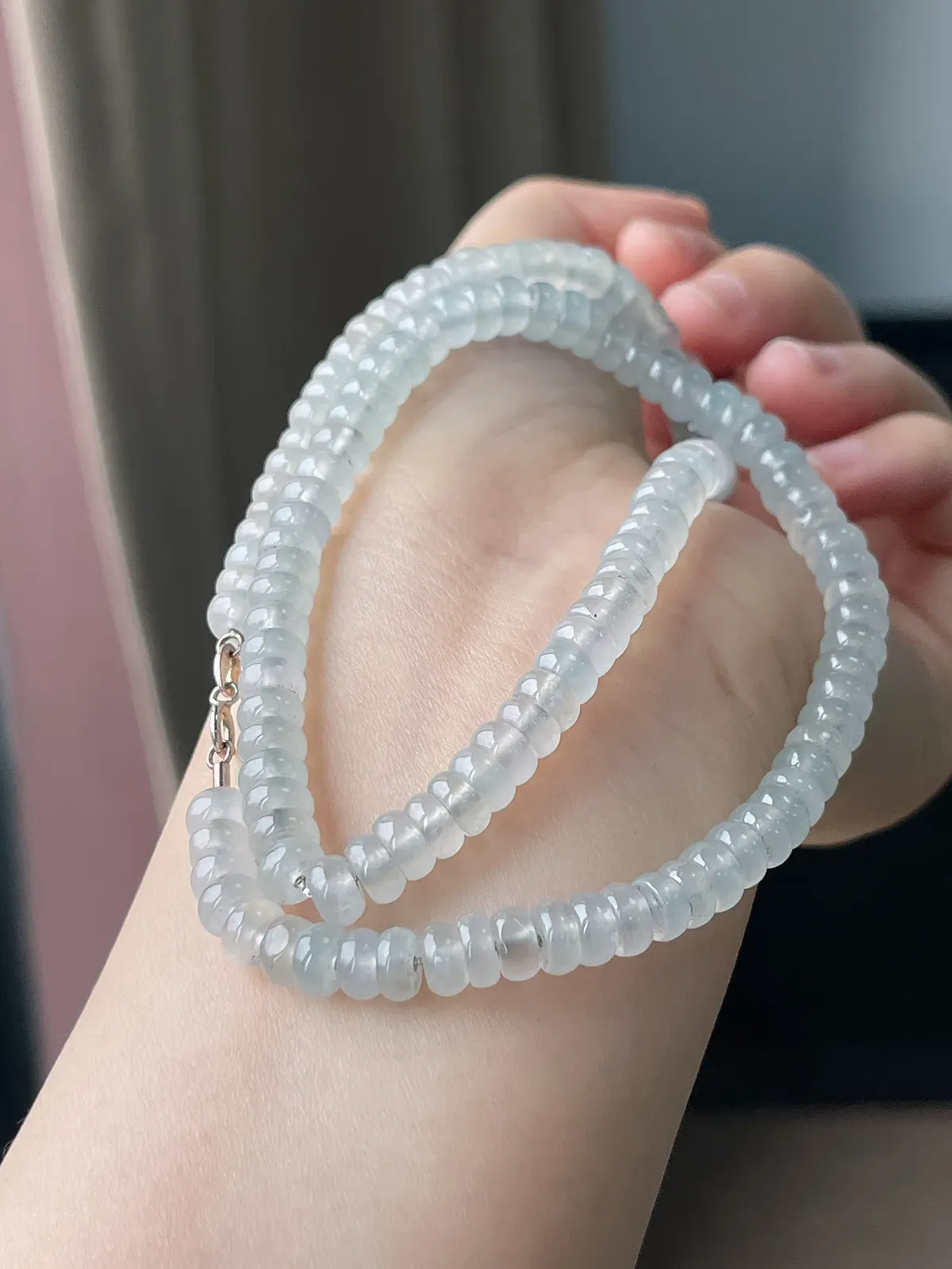 翡翠白冰直筒珠项链