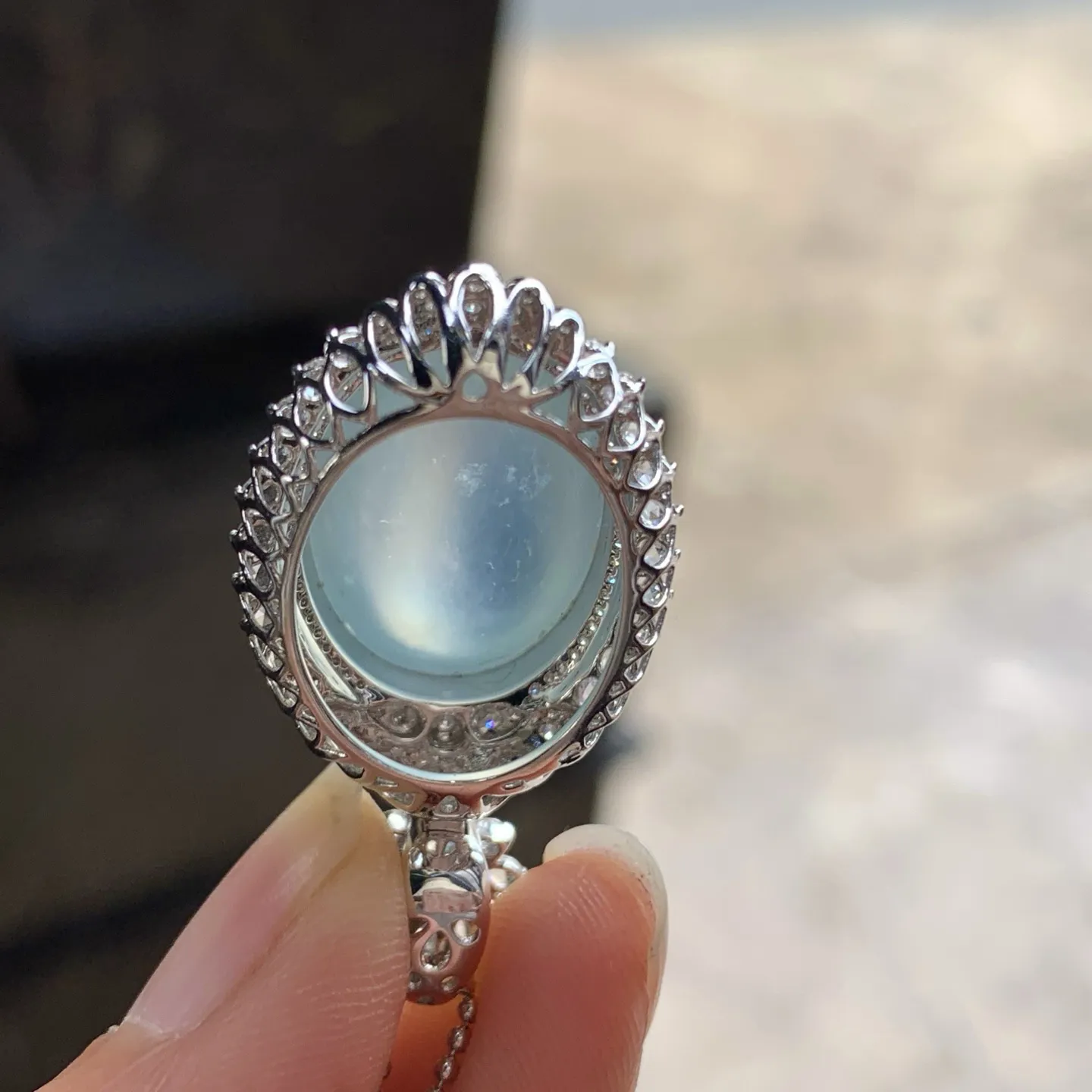 金钻镶嵌冰种吊坠^_^荧光十足