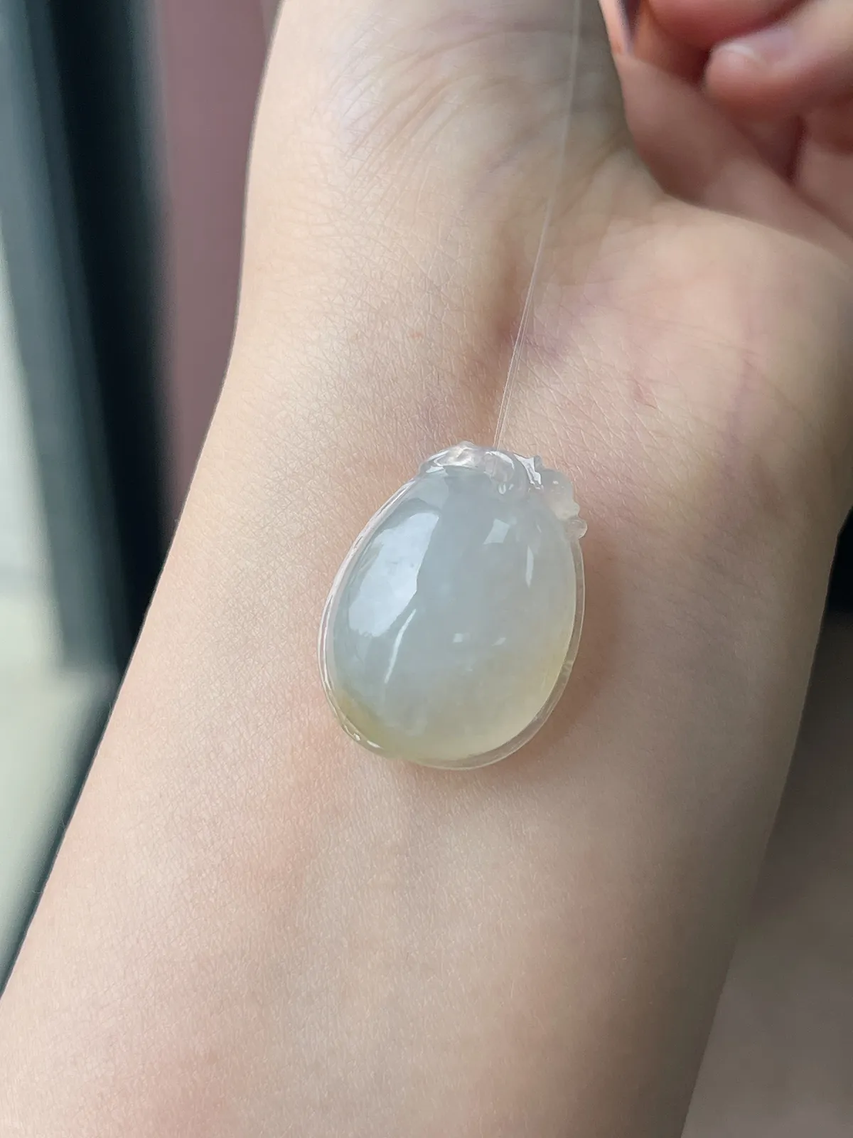 翡翠冰糯种黄色吊坠