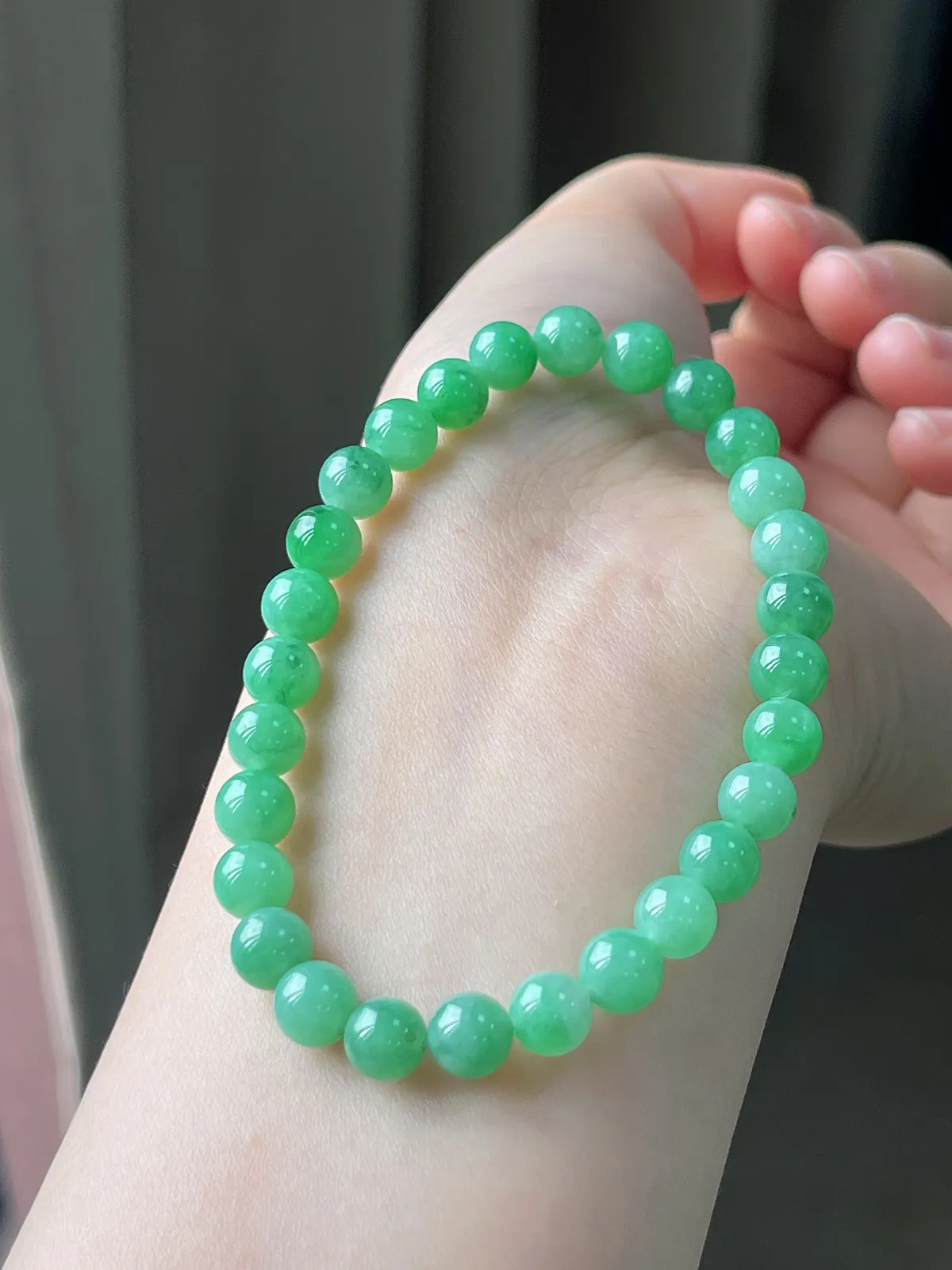 翡翠卡6+满绿手串