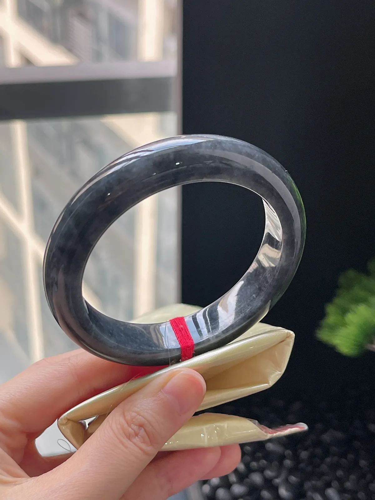 正圈58，翡翠乌鸡手镯