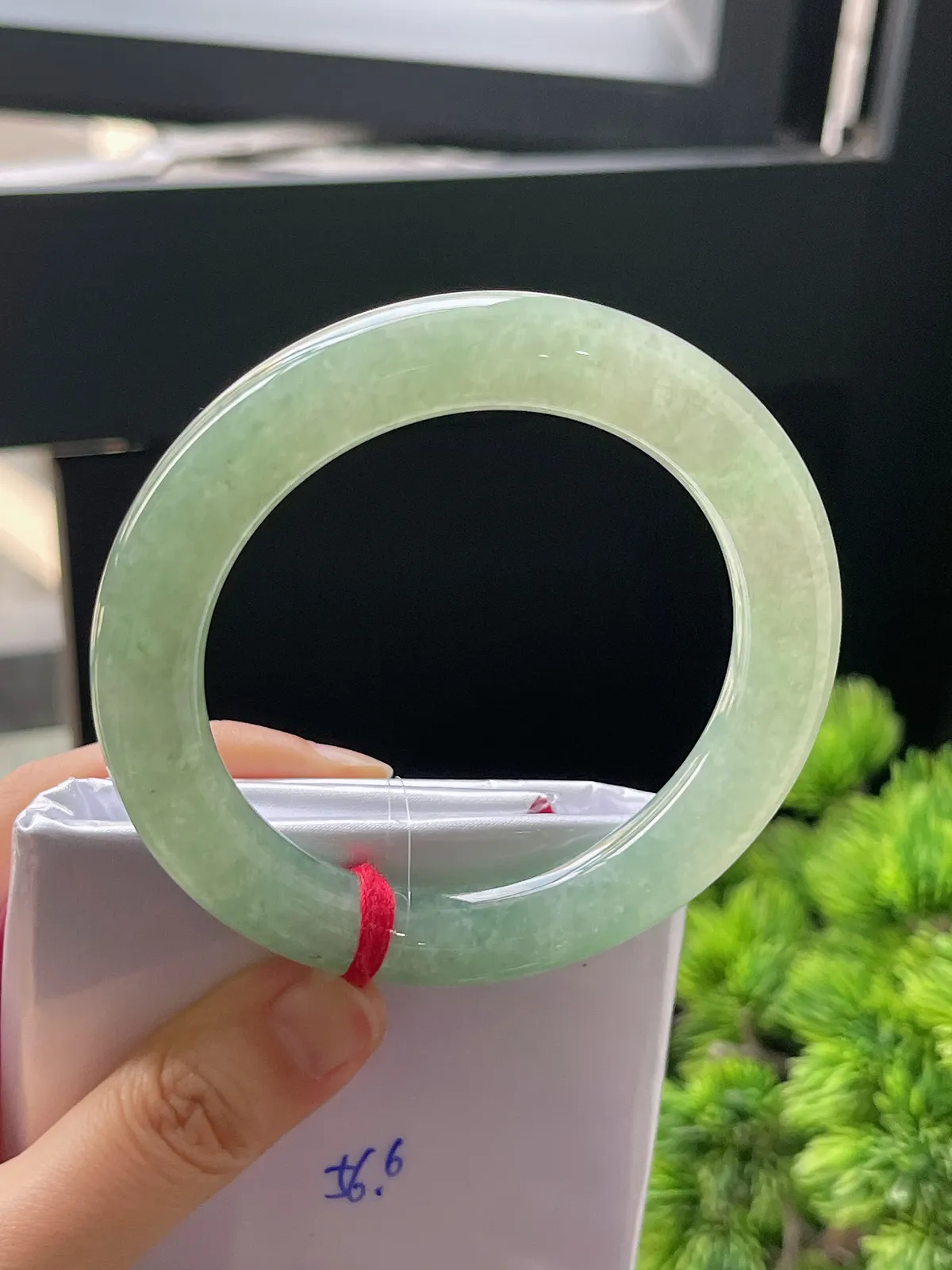 圆条56，翡翠冰晴底满绿手镯