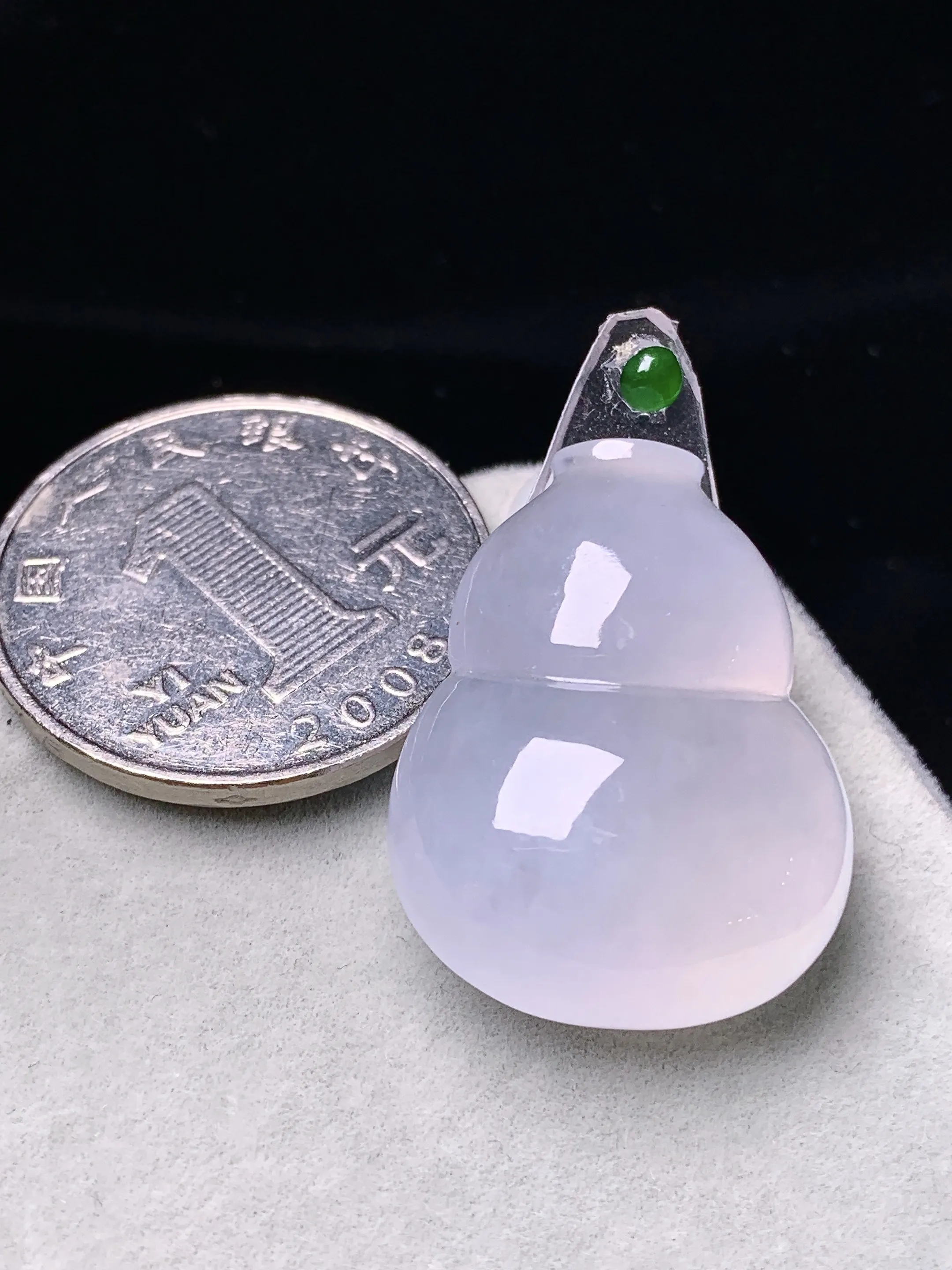 镶嵌款 冰种葫芦吊坠 玉质细腻  色泽清新艳丽 整体尺寸27*20.8*9.3