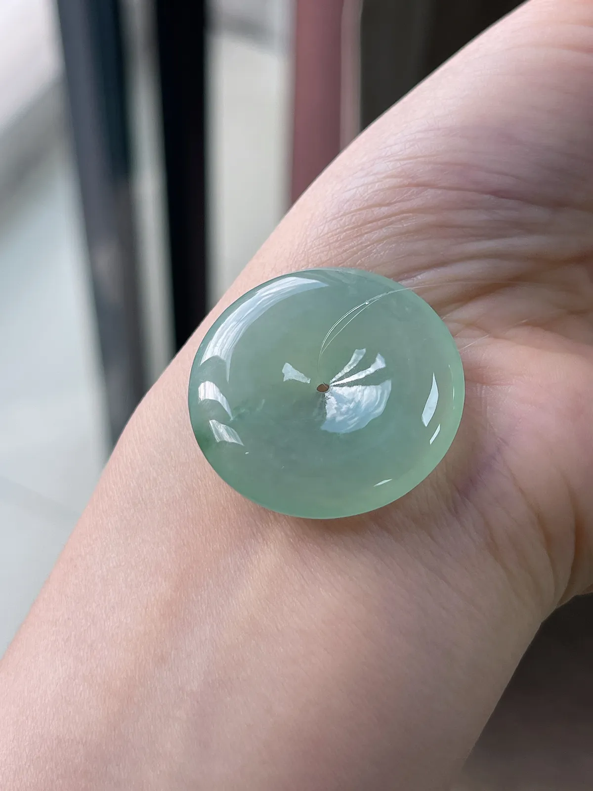 翡翠冰糯种绿色平安扣挂坠