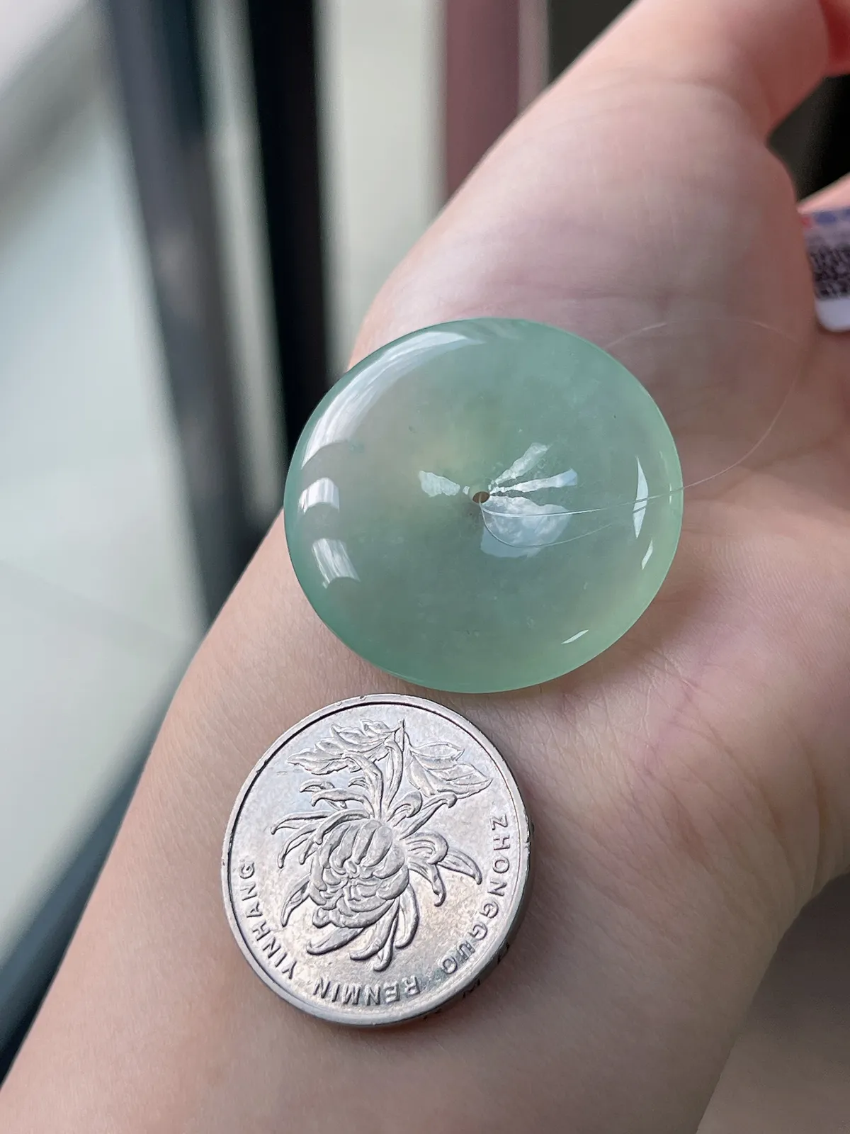 翡翠冰糯种绿色平安扣挂坠