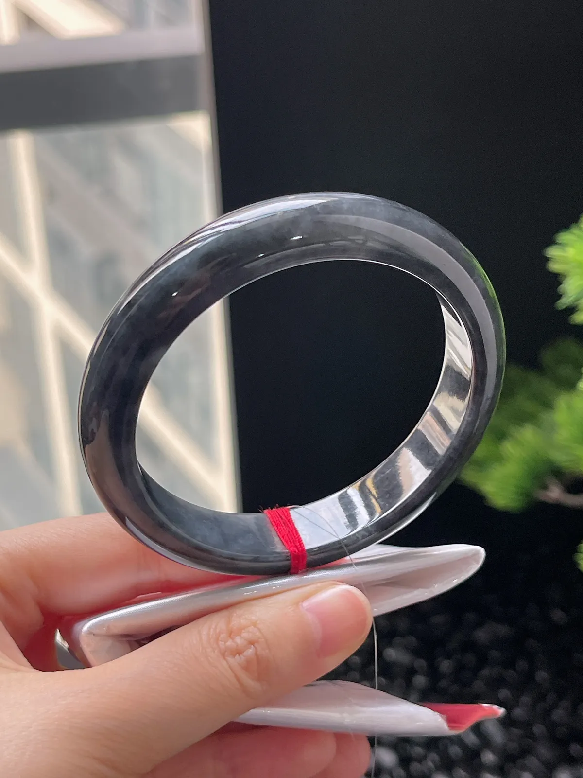 正圈59，翡翠乌鸡手镯