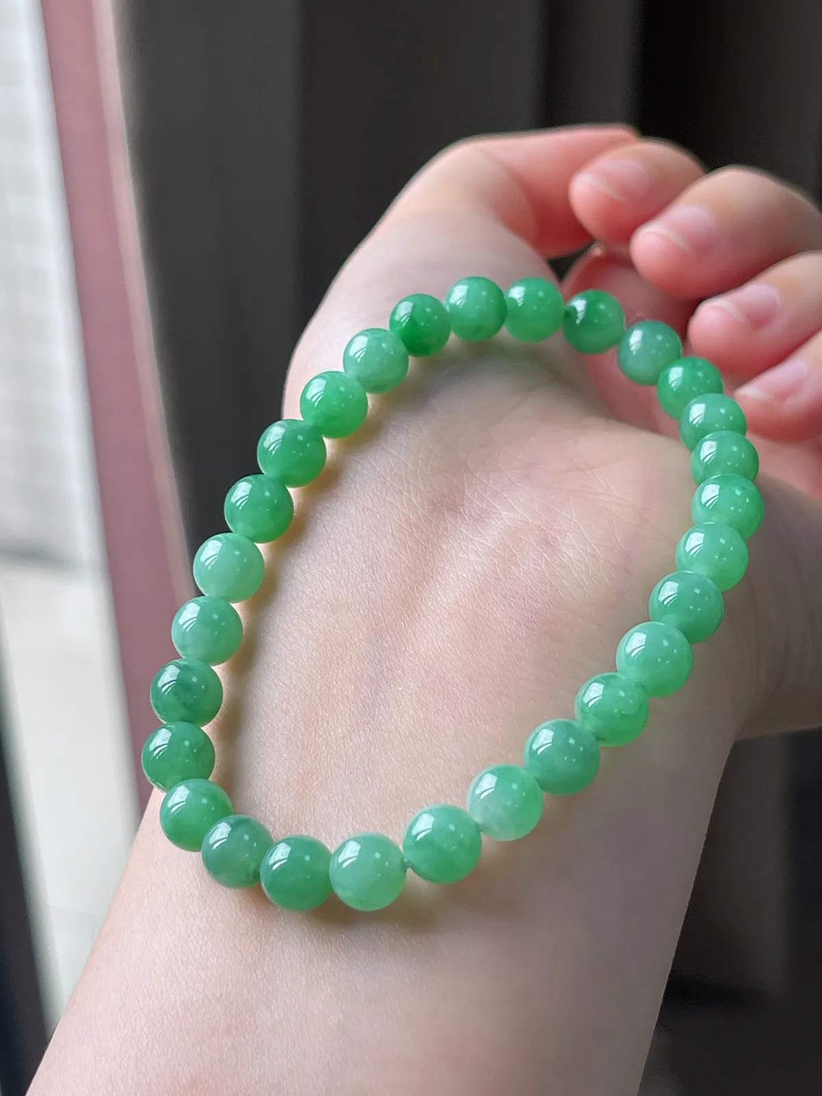 翡翠卡6+满绿手串