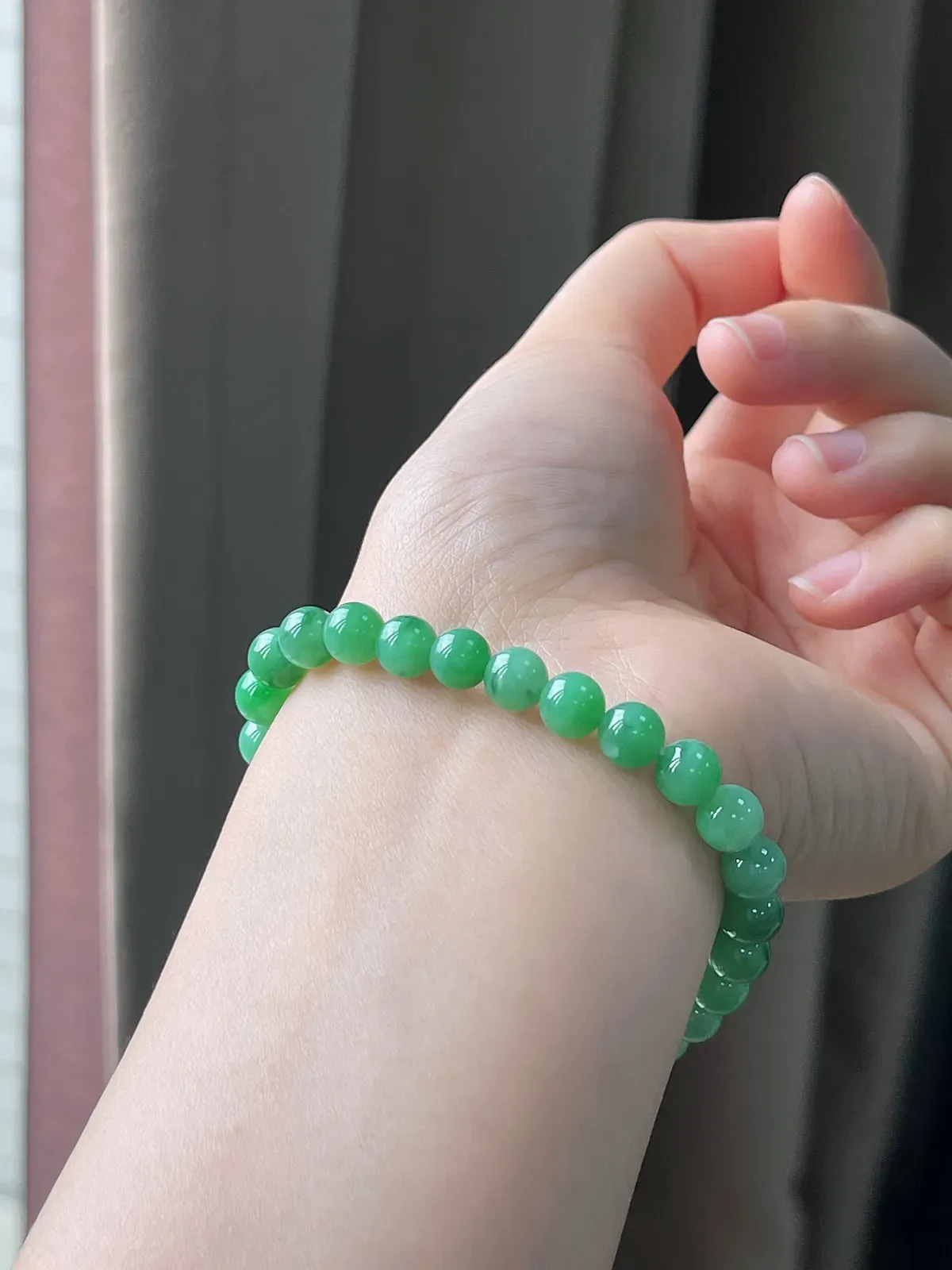 翡翠卡6+满绿手串