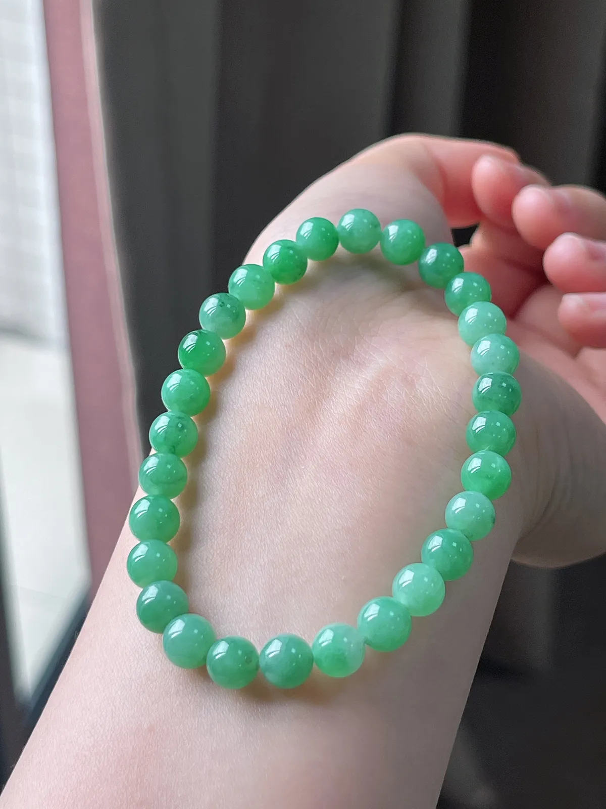 翡翠卡6+满绿手串