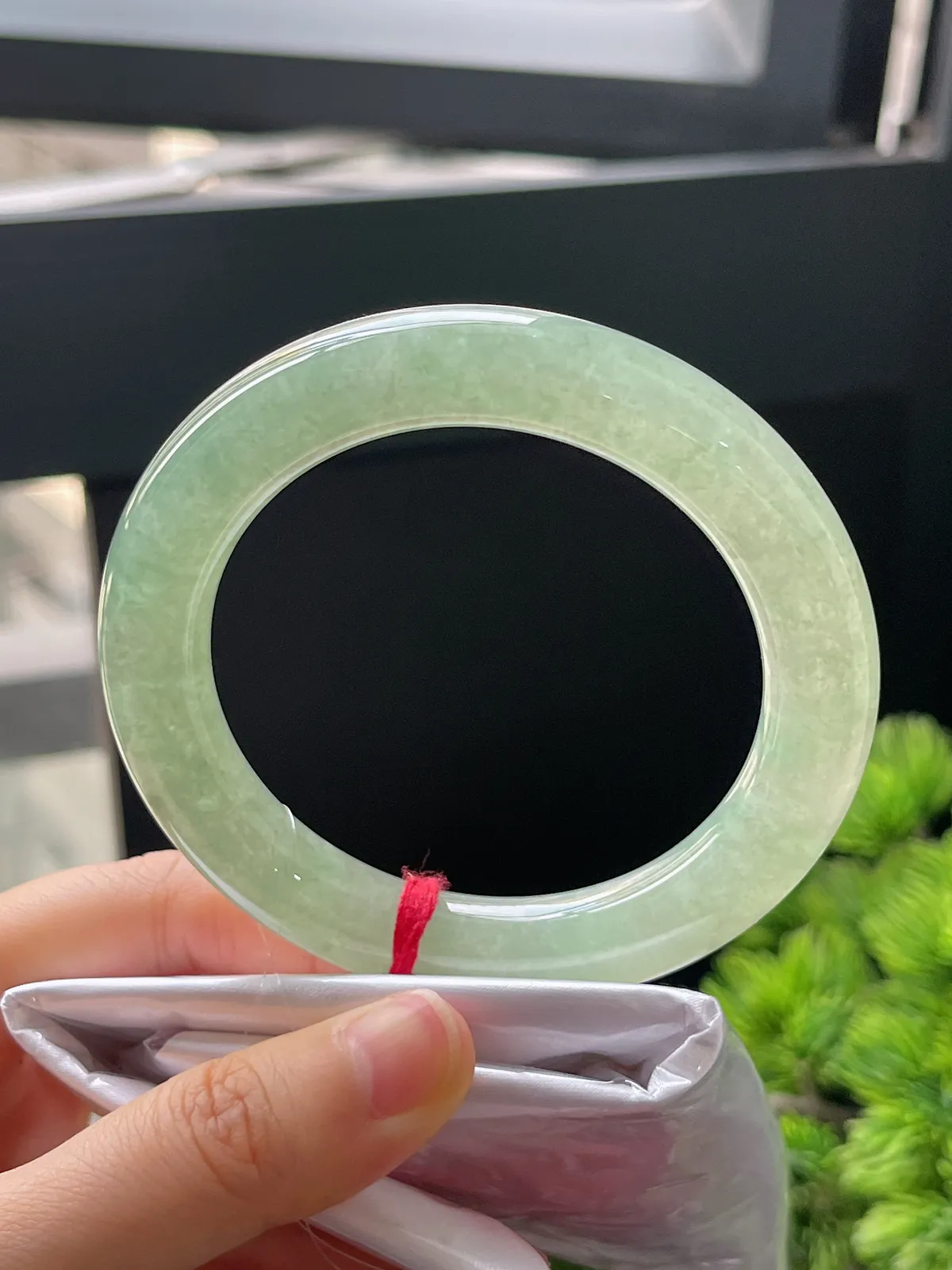 圆条56，翡翠冰晴底满绿手镯