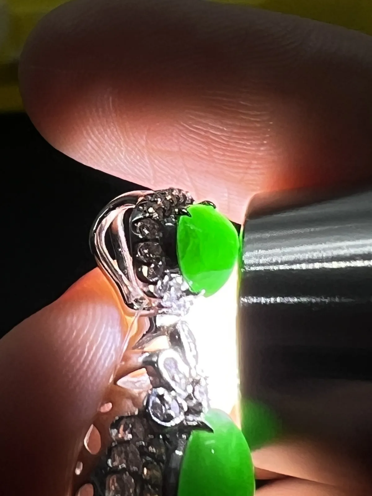 18k金翡翠冰糯种绿色吊坠