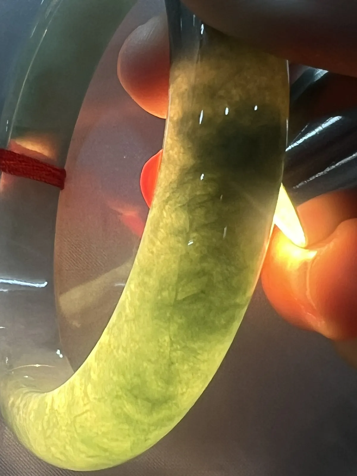 正圈57.8圈口，翡翠糯化种半山水手镯