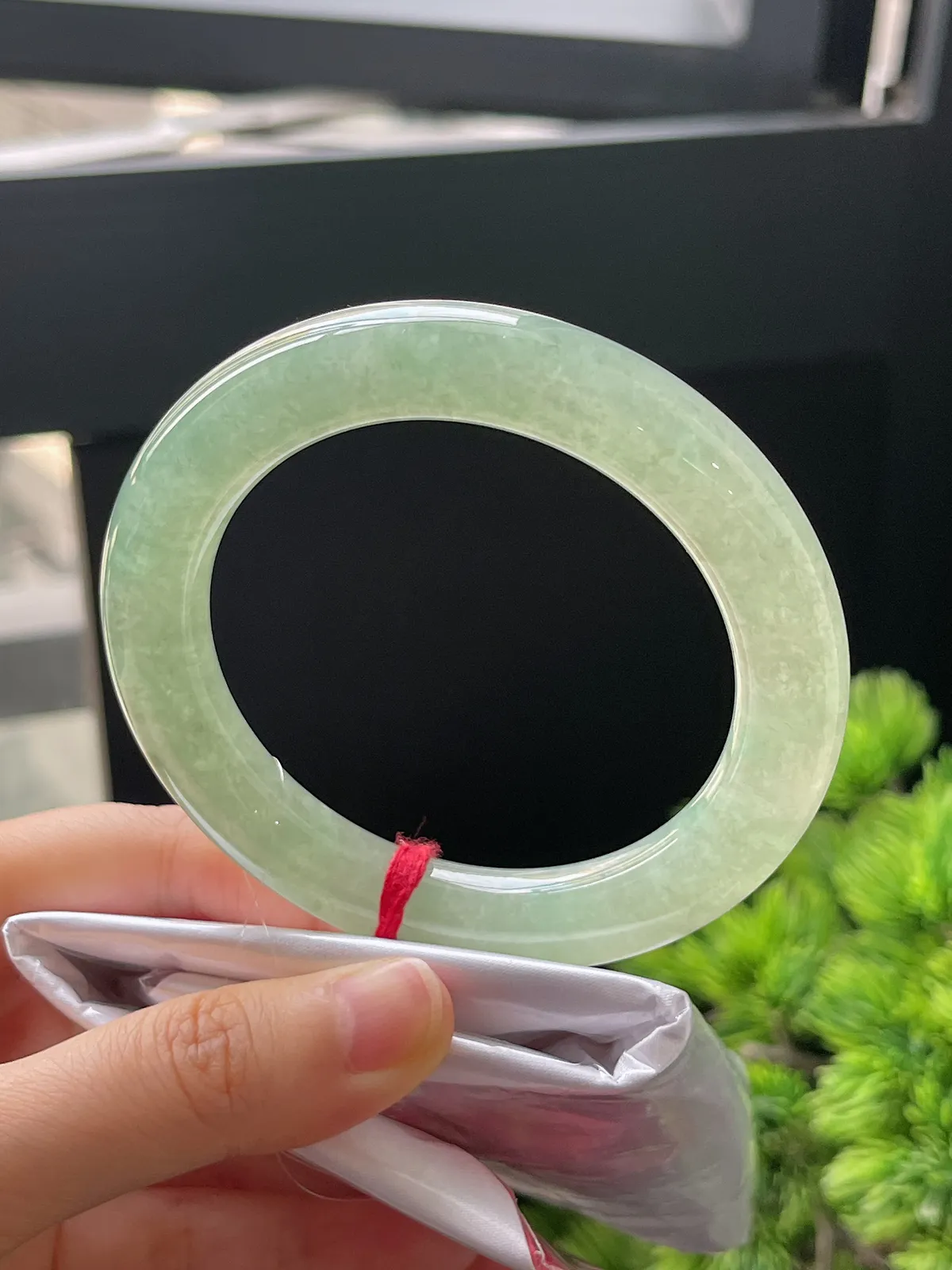 圆条56，翡翠冰晴底满绿手镯