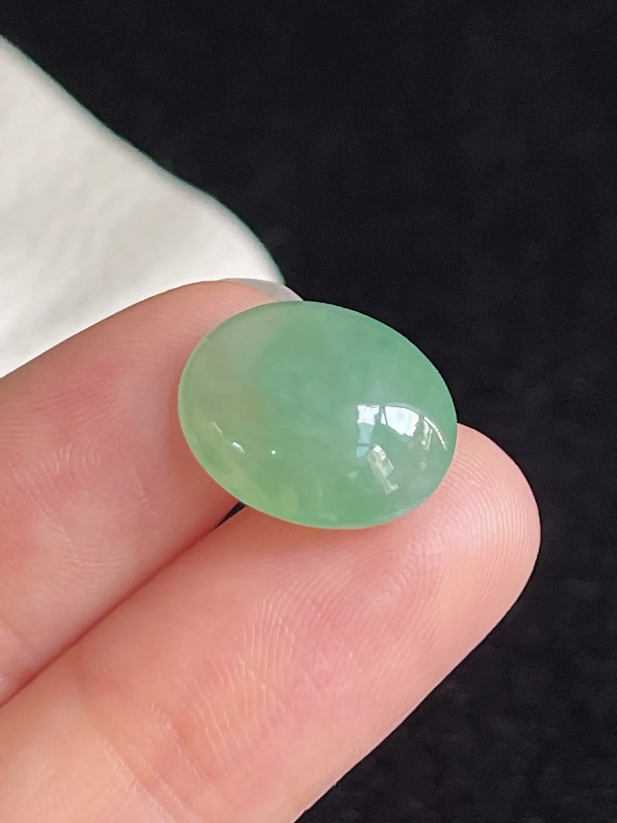 翡翠冰糯种浅绿色戒面