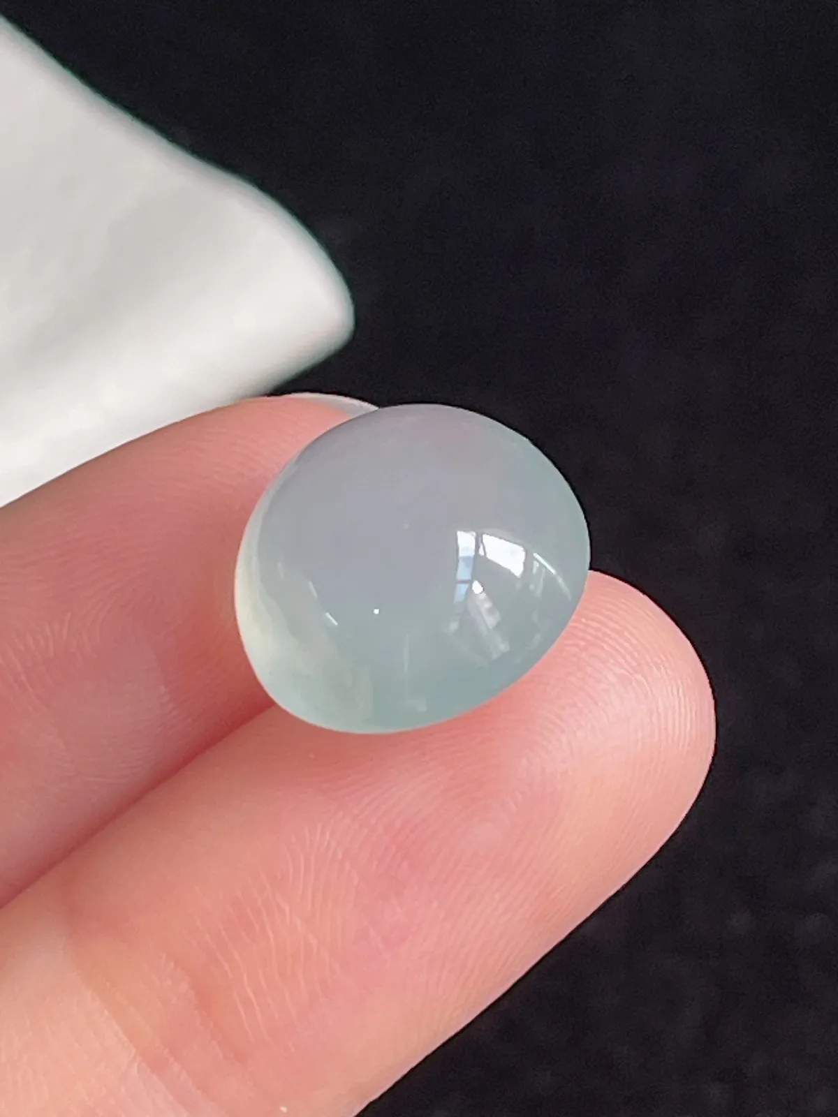 翡翠冰糯种淡绿色戒面