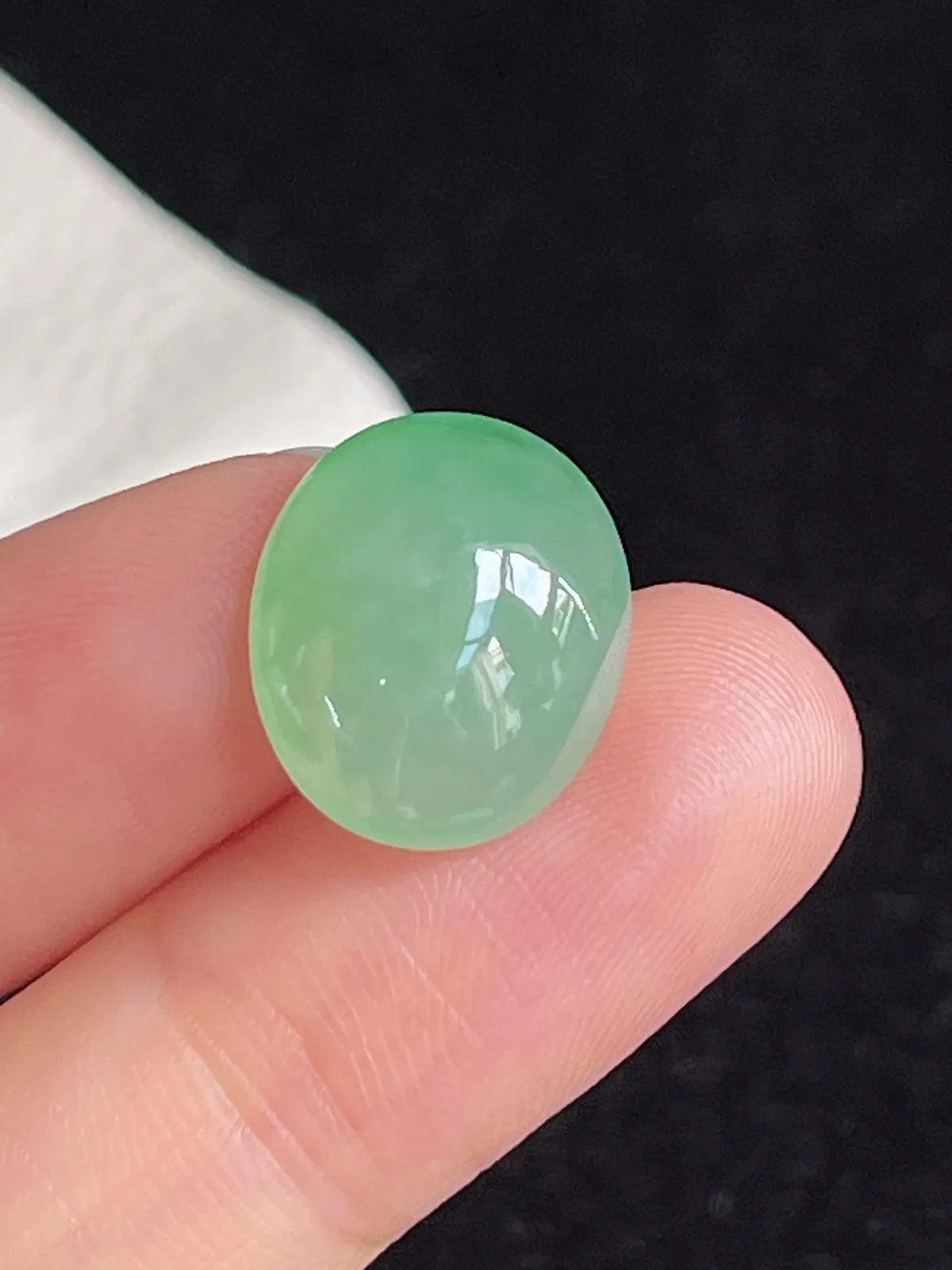 翡翠冰糯种浅绿色戒面