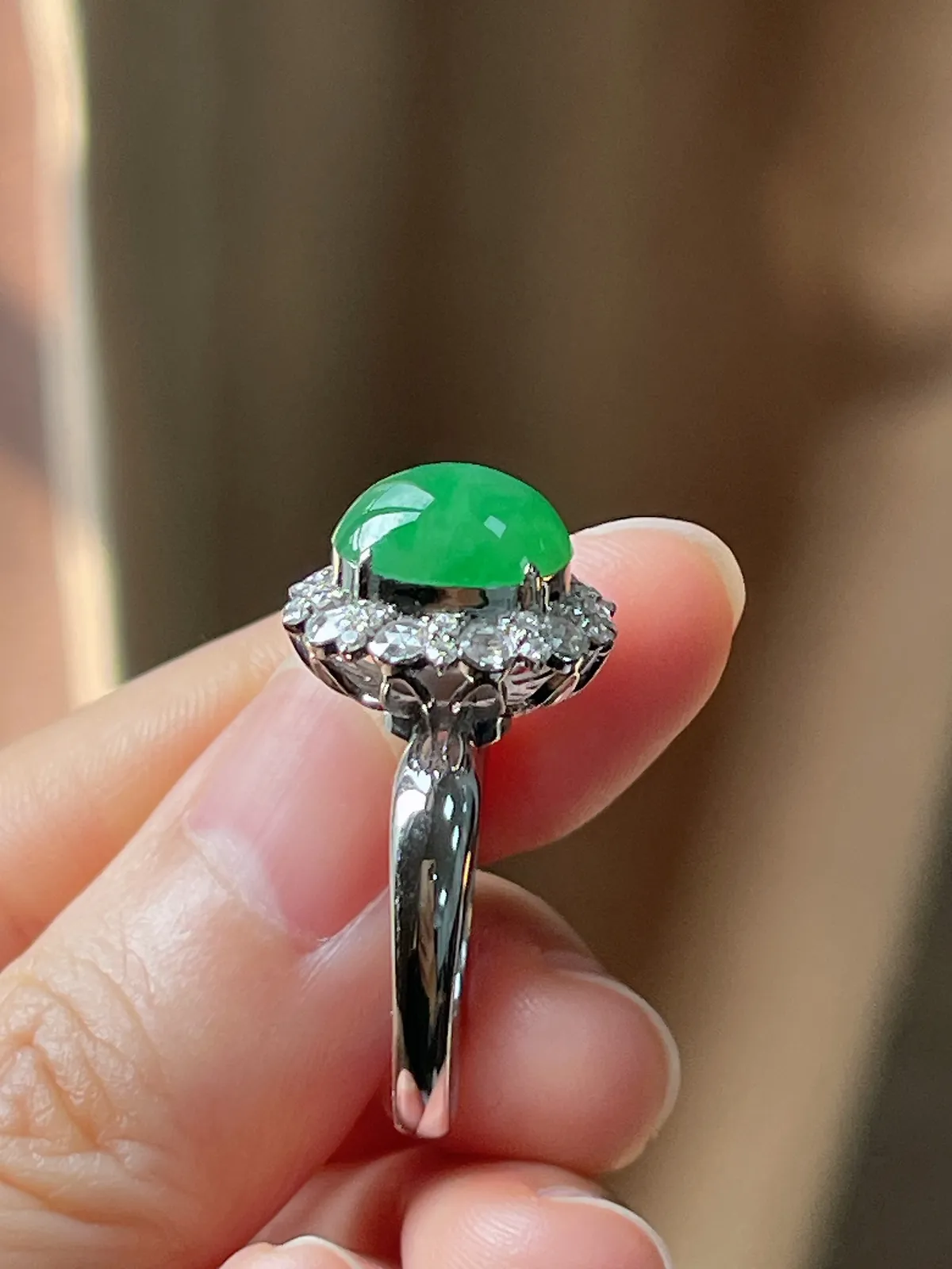 翡翠冰糯种绿色戒指