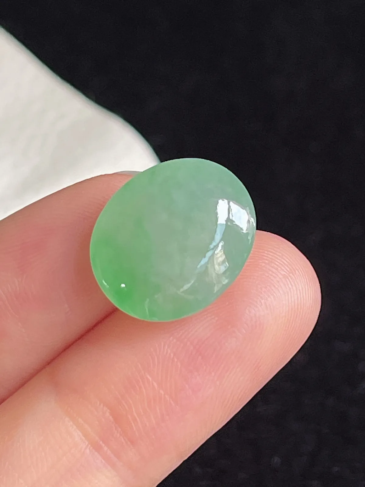 翡翠冰糯种浅绿色戒面