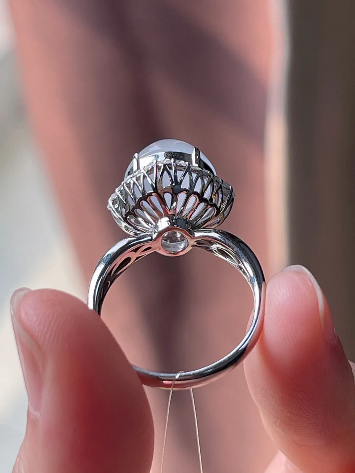 18k金翡翠白冰戒指