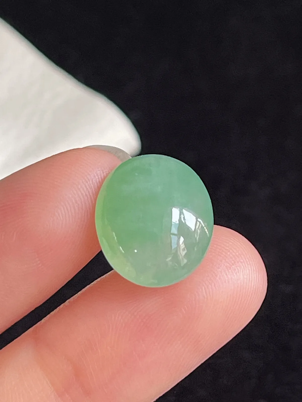 翡翠冰糯种浅绿色戒面