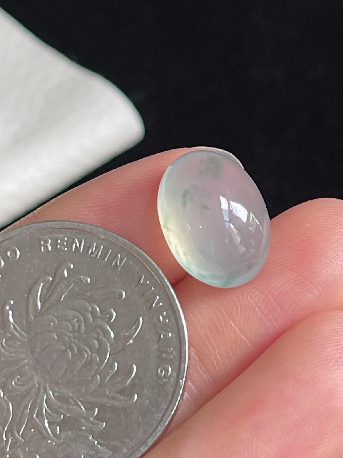 翡翠冰种飘花戒面