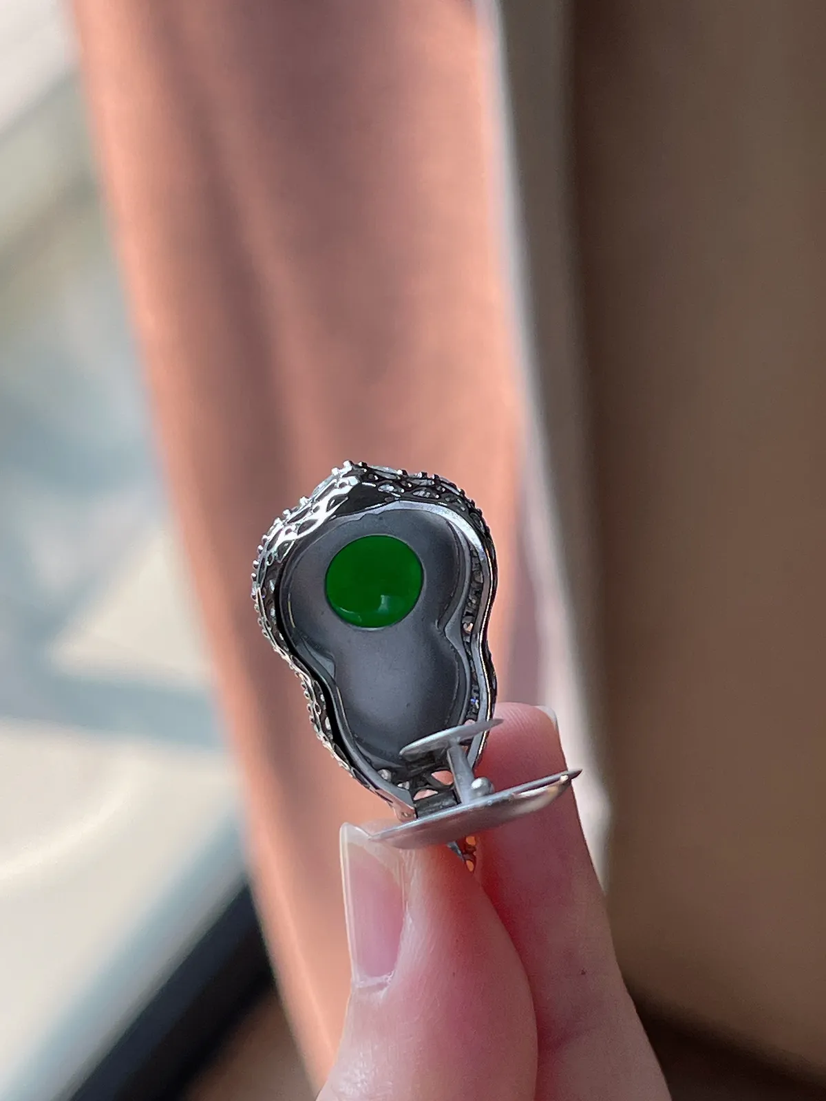 18k金翡翠冰糯种绿色葫芦吊坠