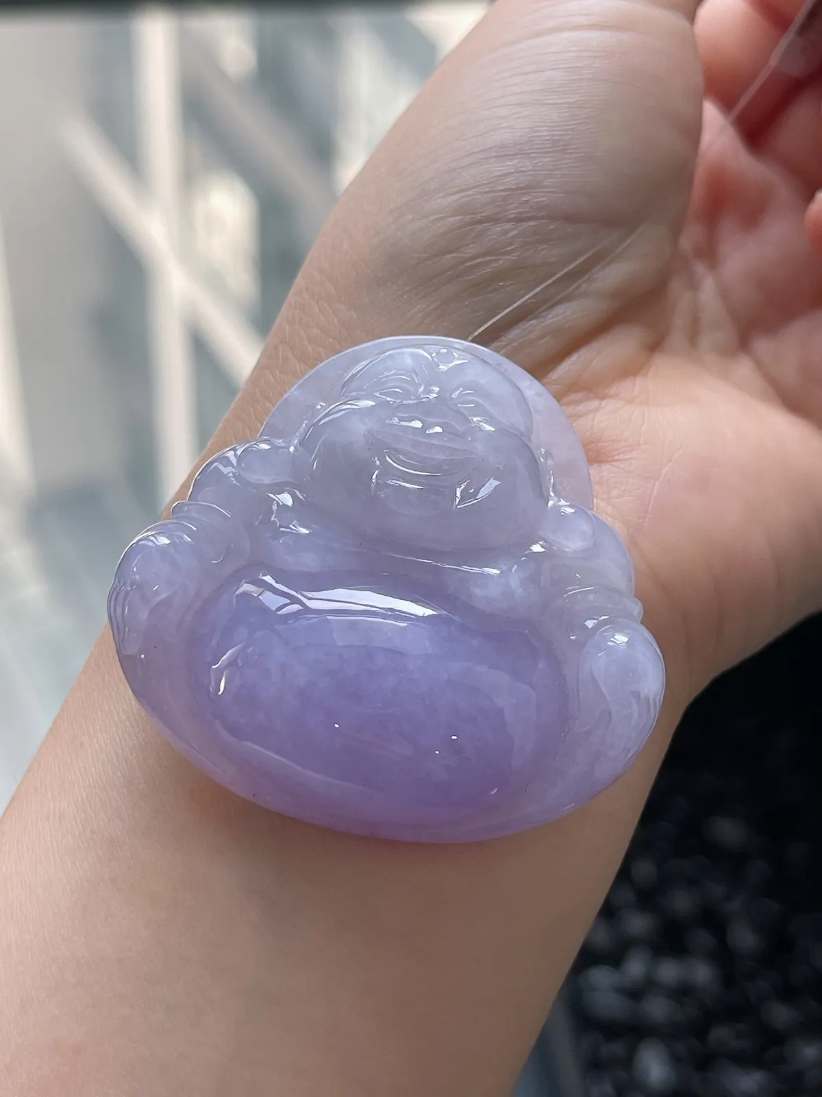 翡翠糯化种淡紫色吊坠