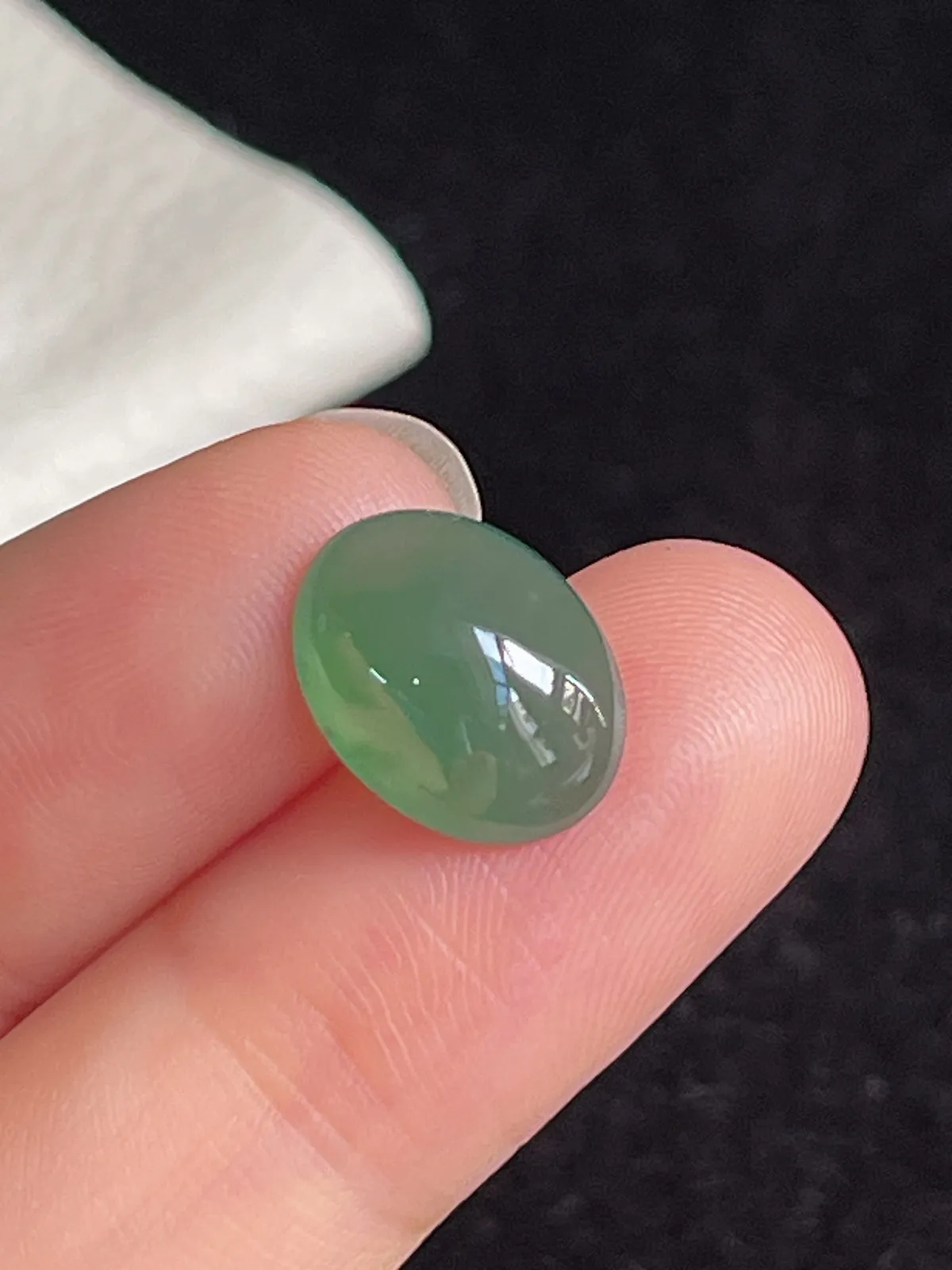 翡翠冰糯种绿色戒面