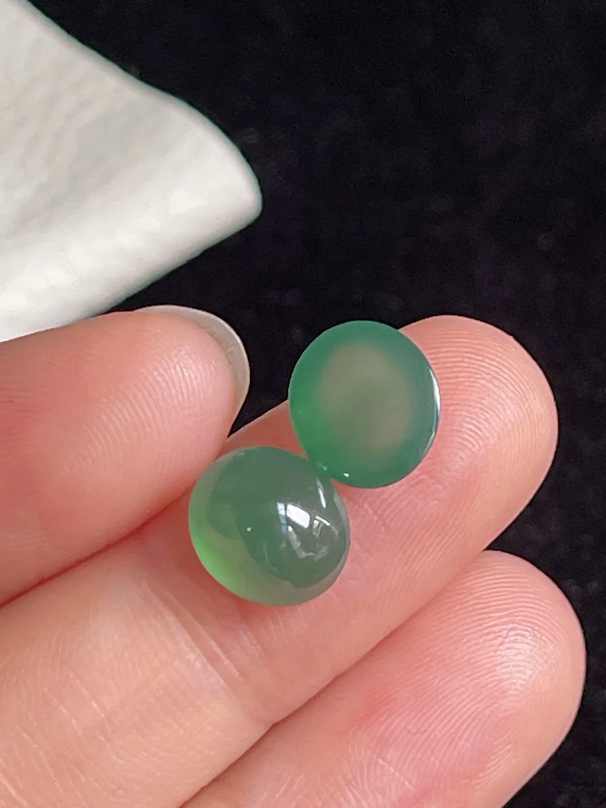 翡翠冰糯种绿色戒面，单颗价