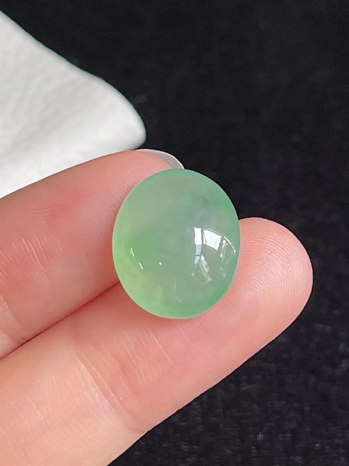 翡翠冰糯种浅绿色戒面