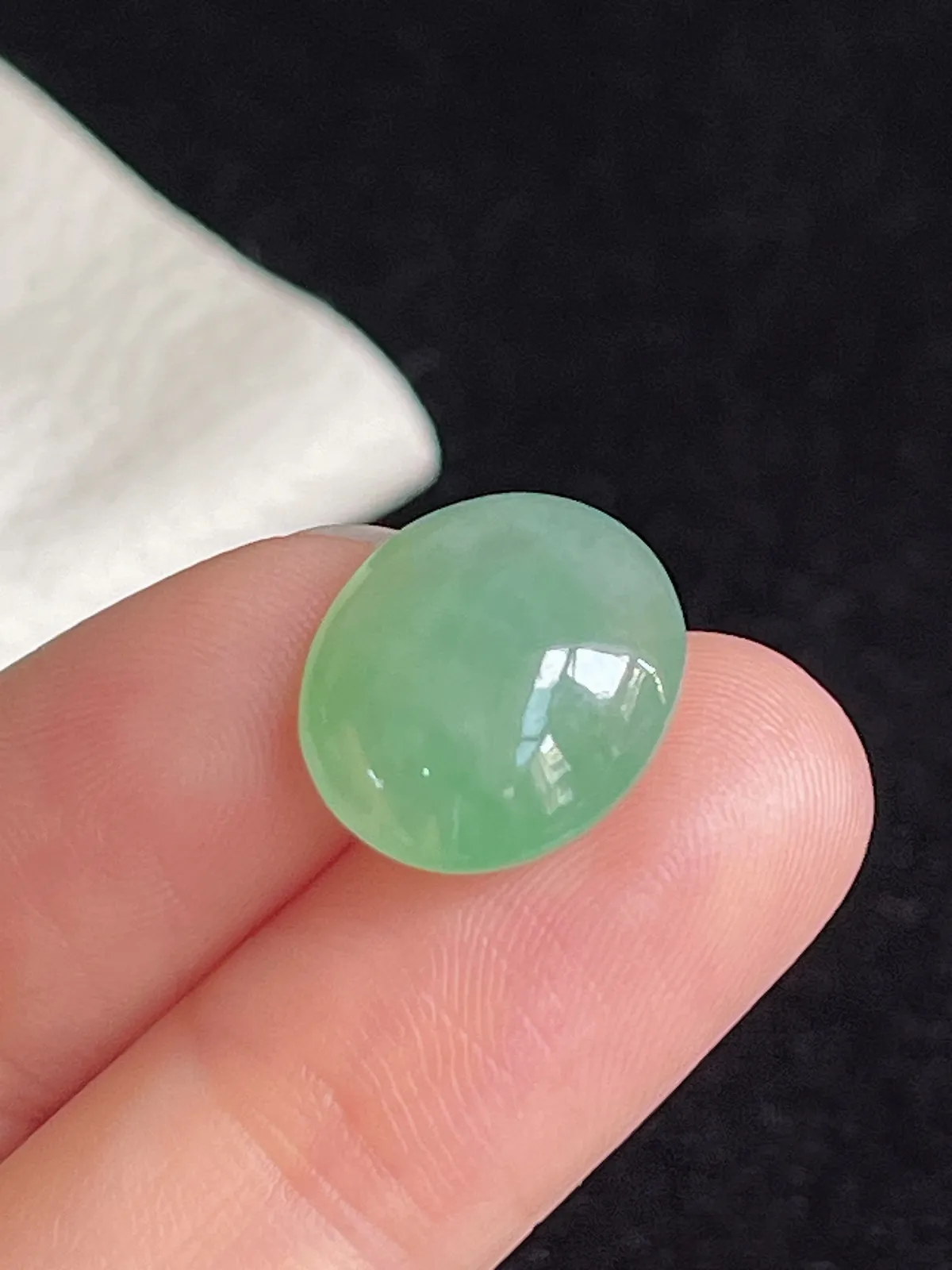 翡翠冰糯种浅绿色戒面