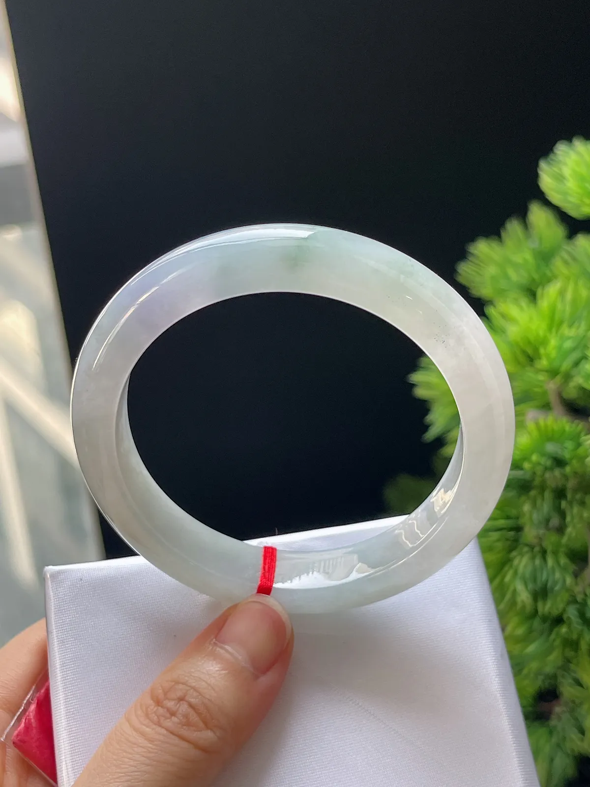 正圈55圈口，翡翠冰糯淡紫色手镯