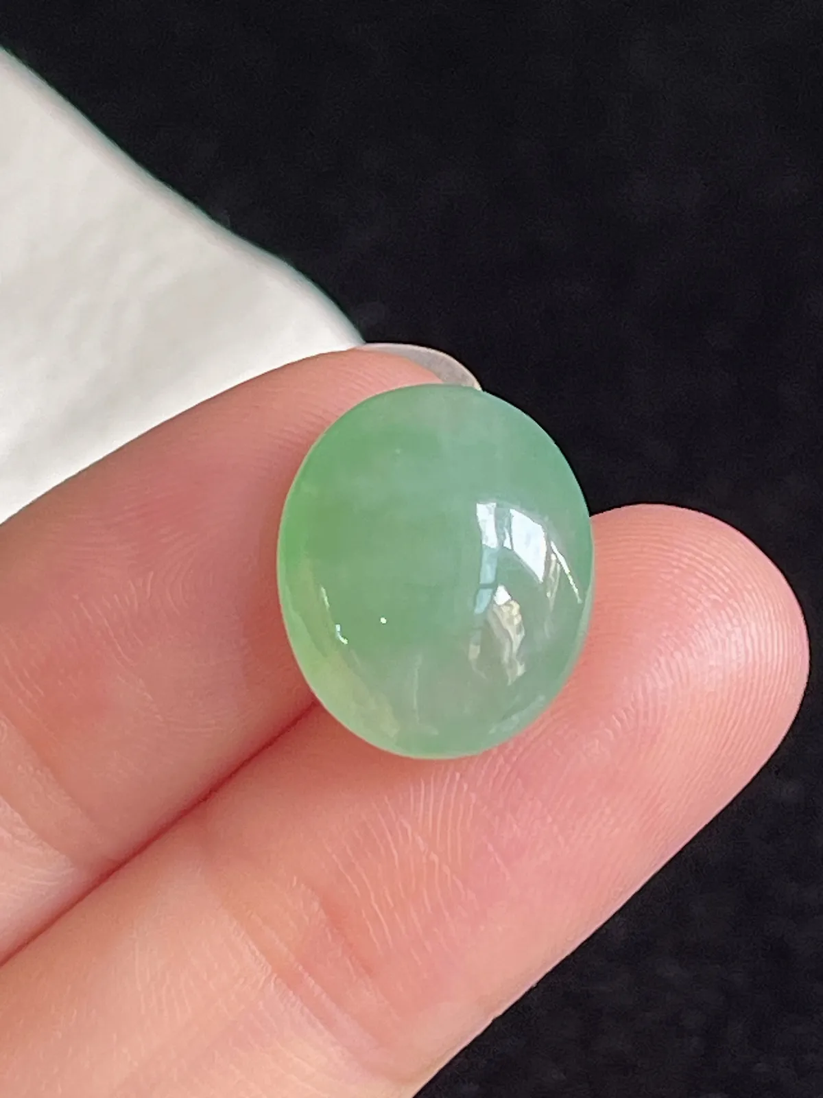 翡翠冰糯种浅绿色戒面