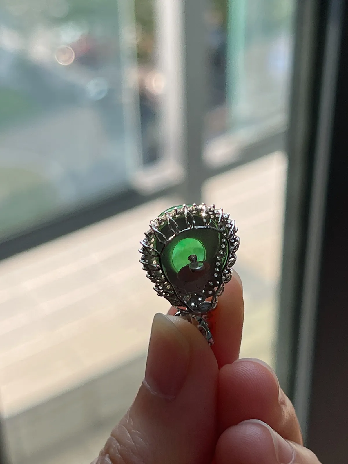 18k金翡翠冰糯种满绿葫芦吊坠