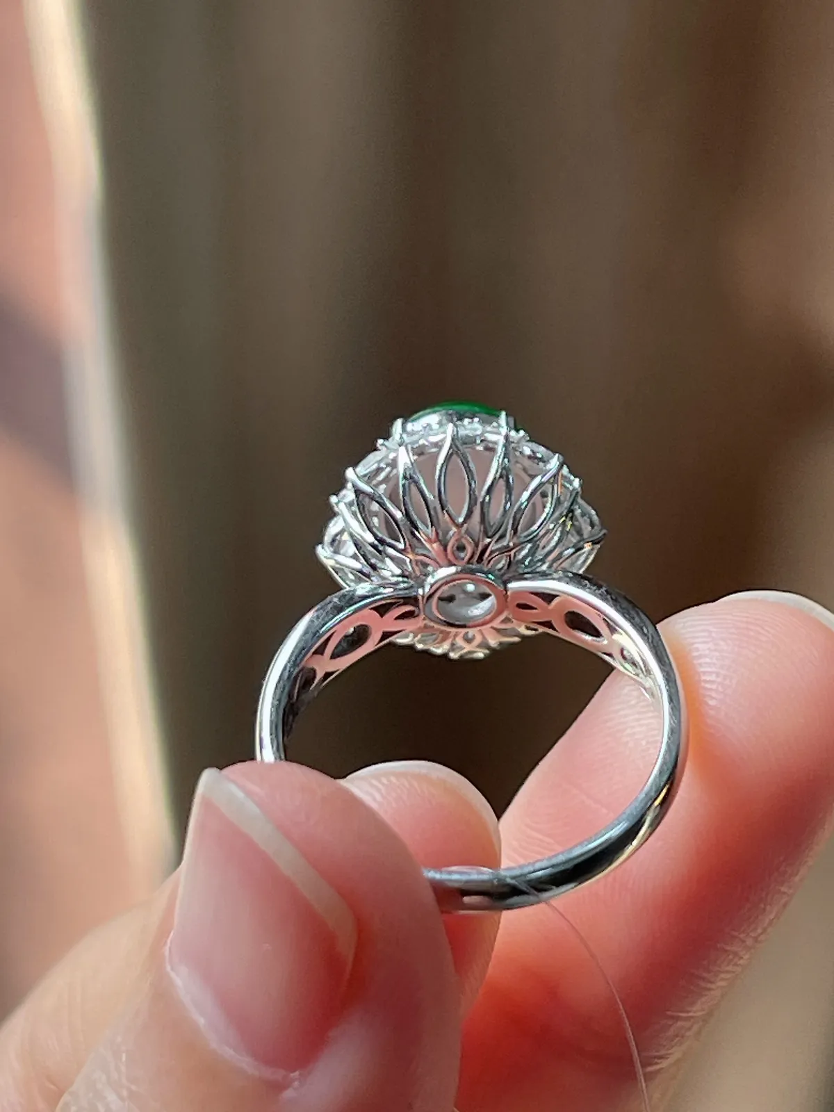 18k金翡翠满绿戒指