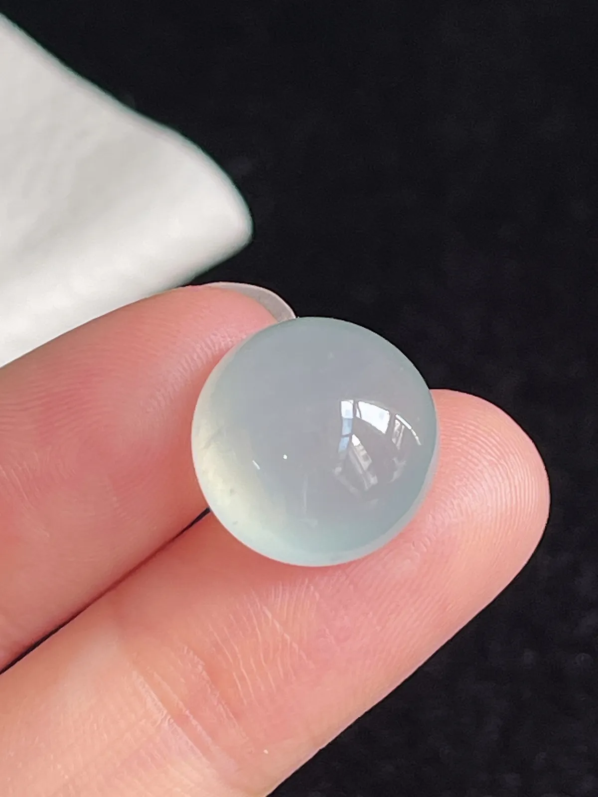 翡翠冰糯种淡绿色戒面