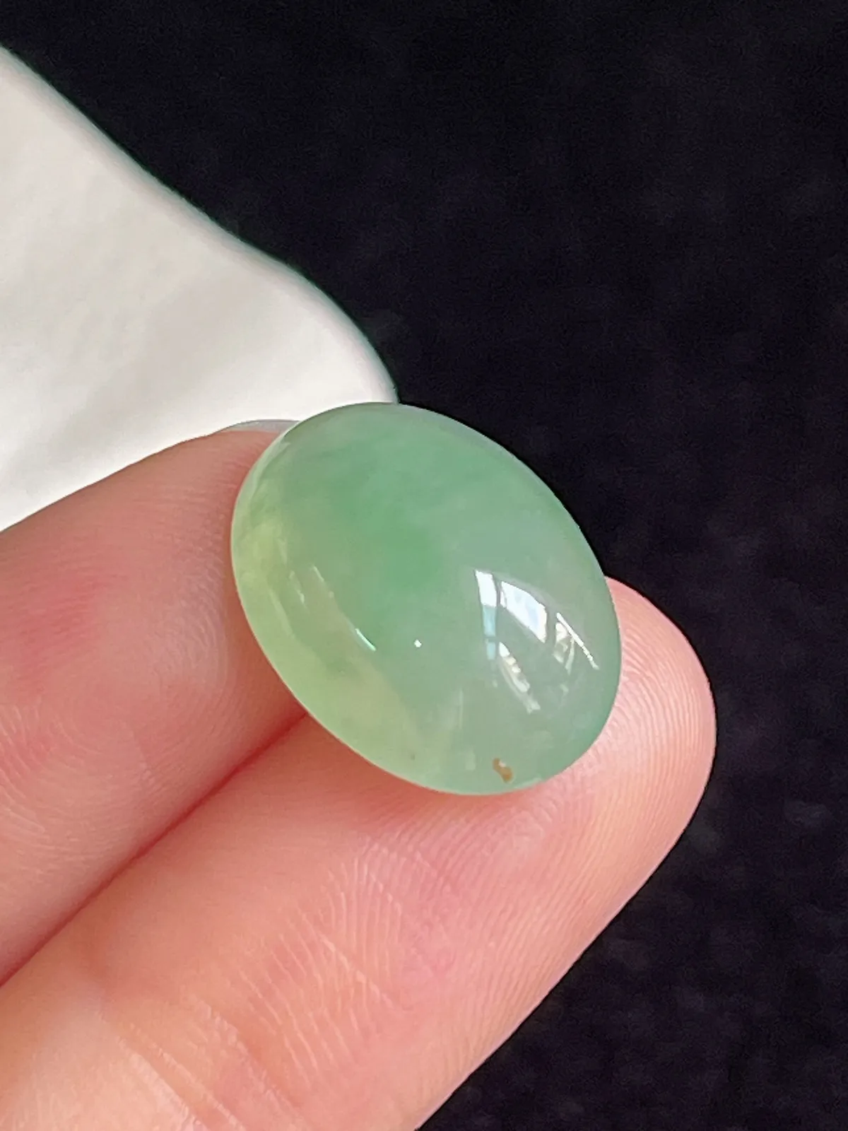 翡翠冰糯种浅绿色戒面