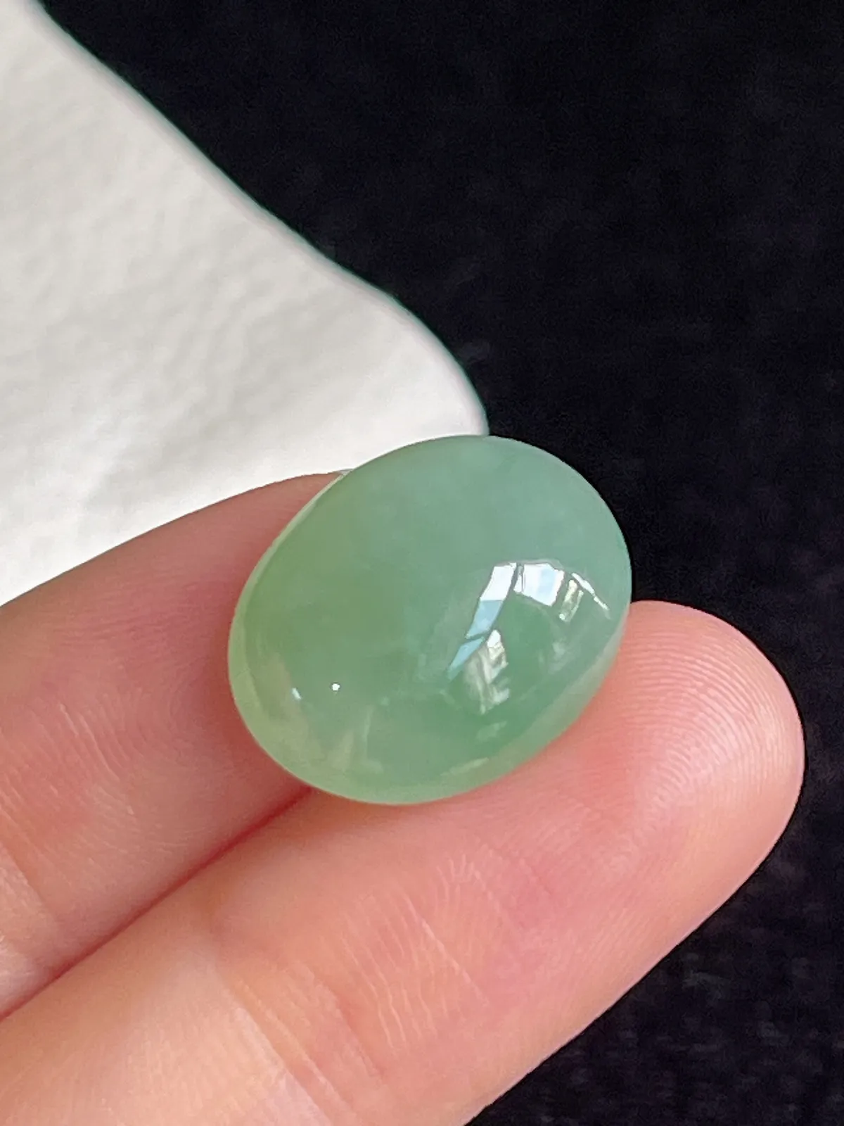 翡翠冰糯种浅绿色戒面