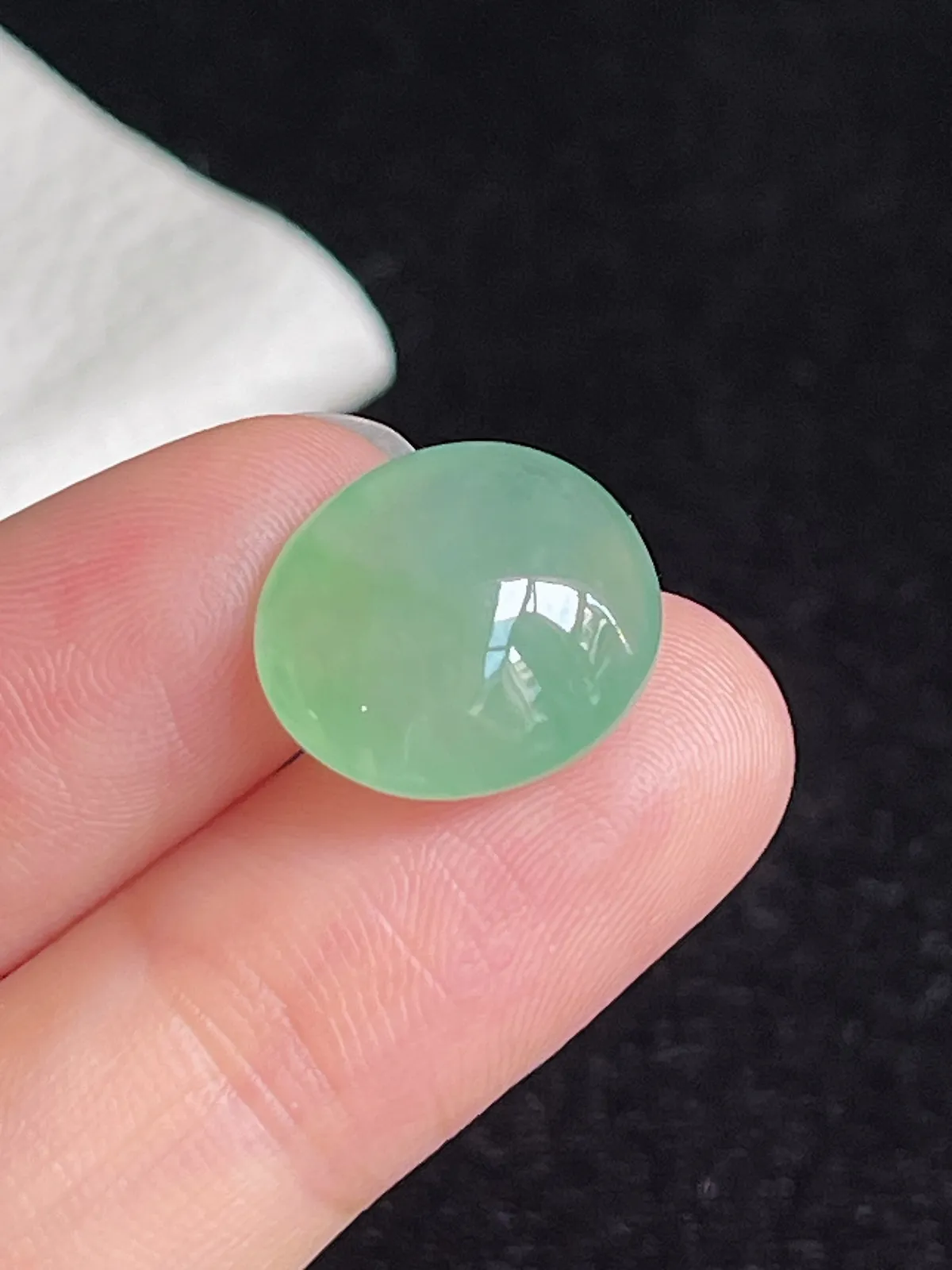翡翠冰糯种浅绿色戒面