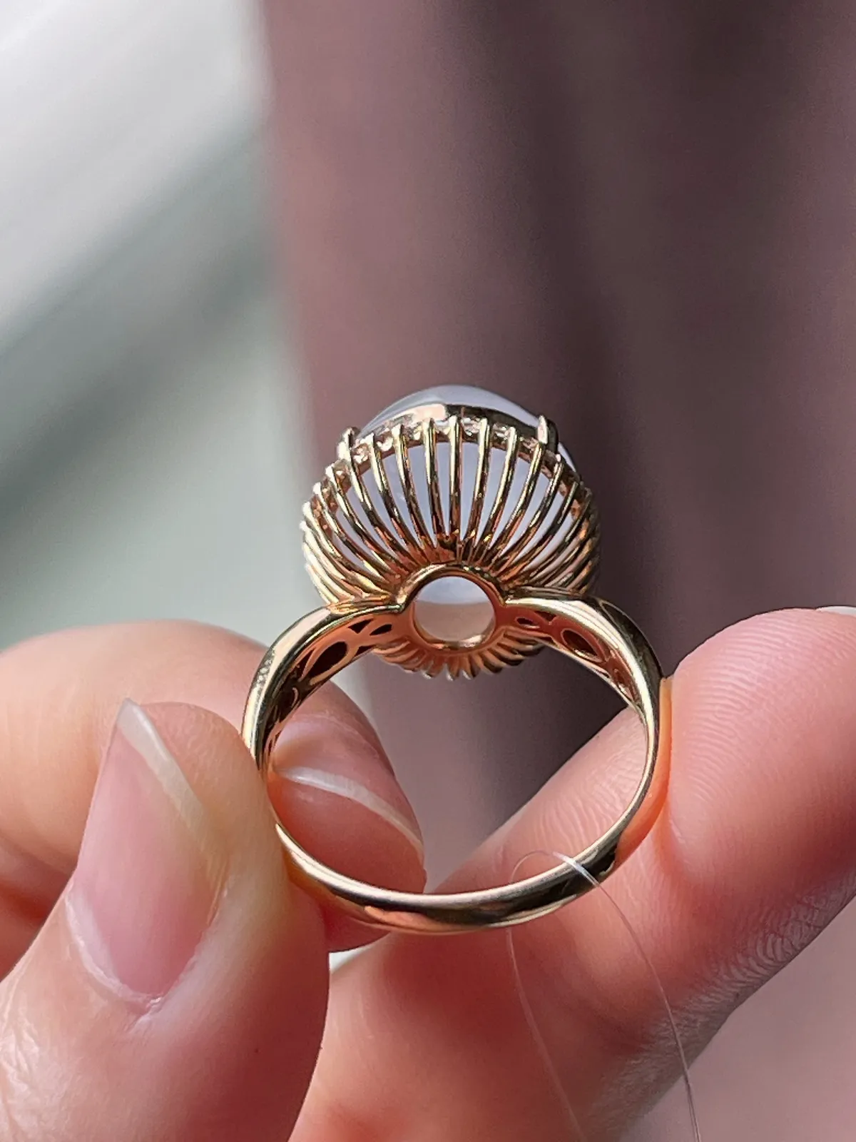 18k金翡翠冰种白色戒指