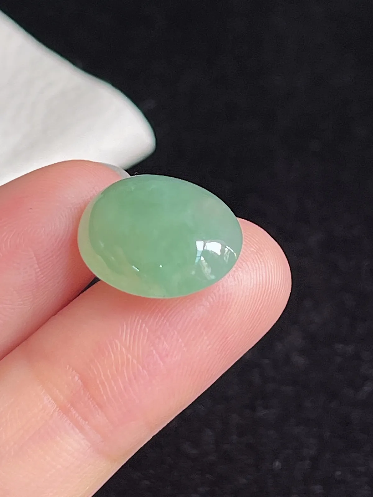 翡翠冰糯种浅绿色戒面