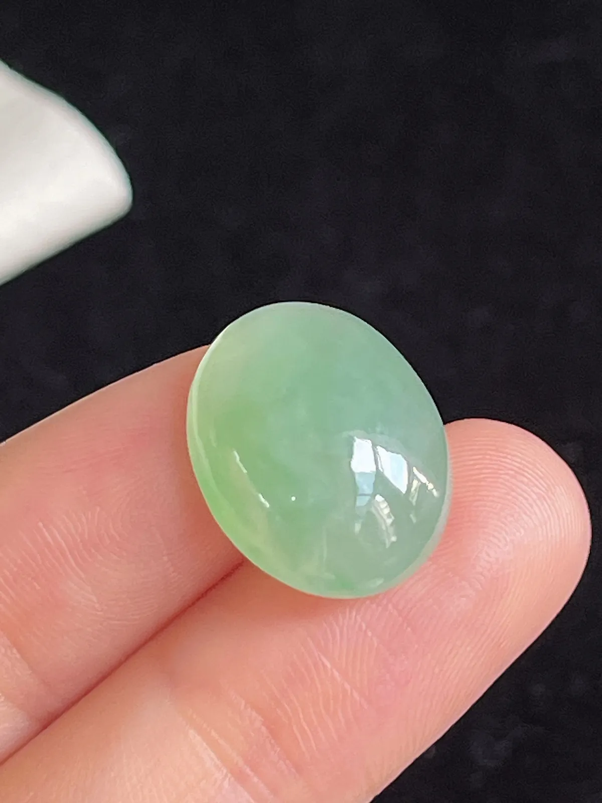 翡翠冰糯种浅绿色戒面