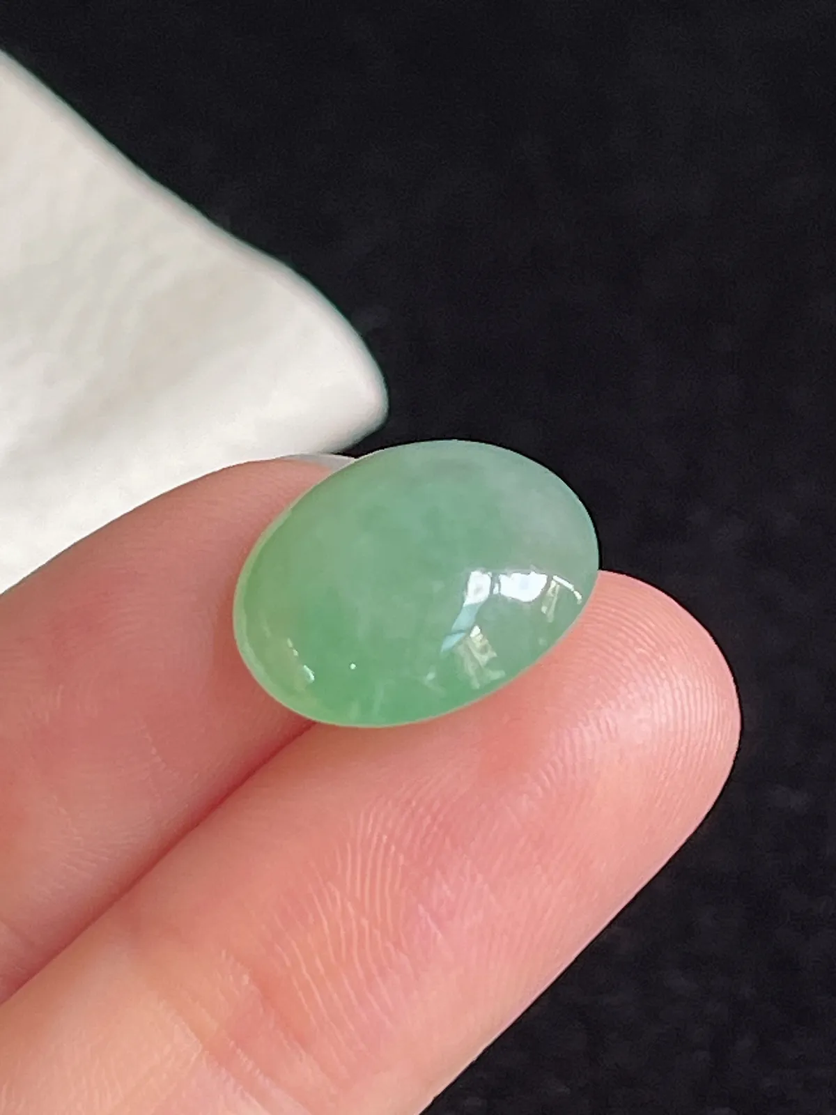 翡翠冰糯种浅绿色戒面