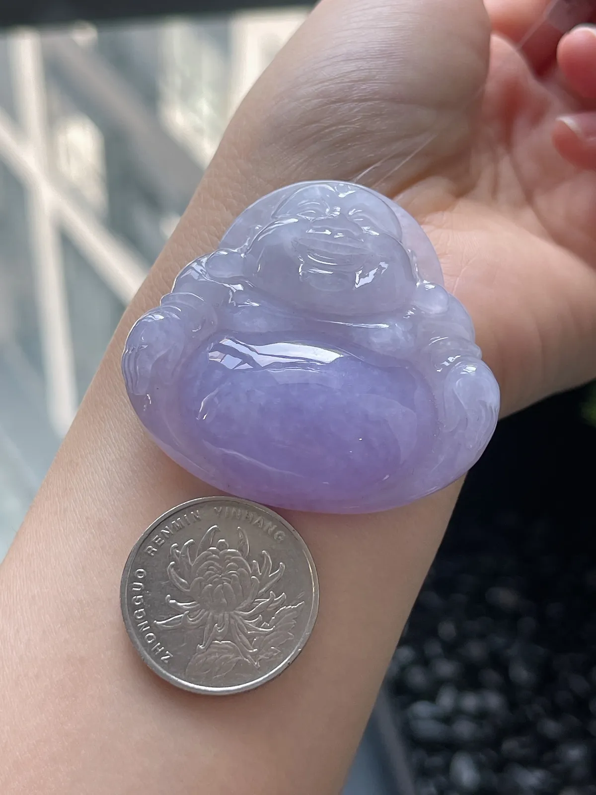 翡翠糯化种淡紫色吊坠