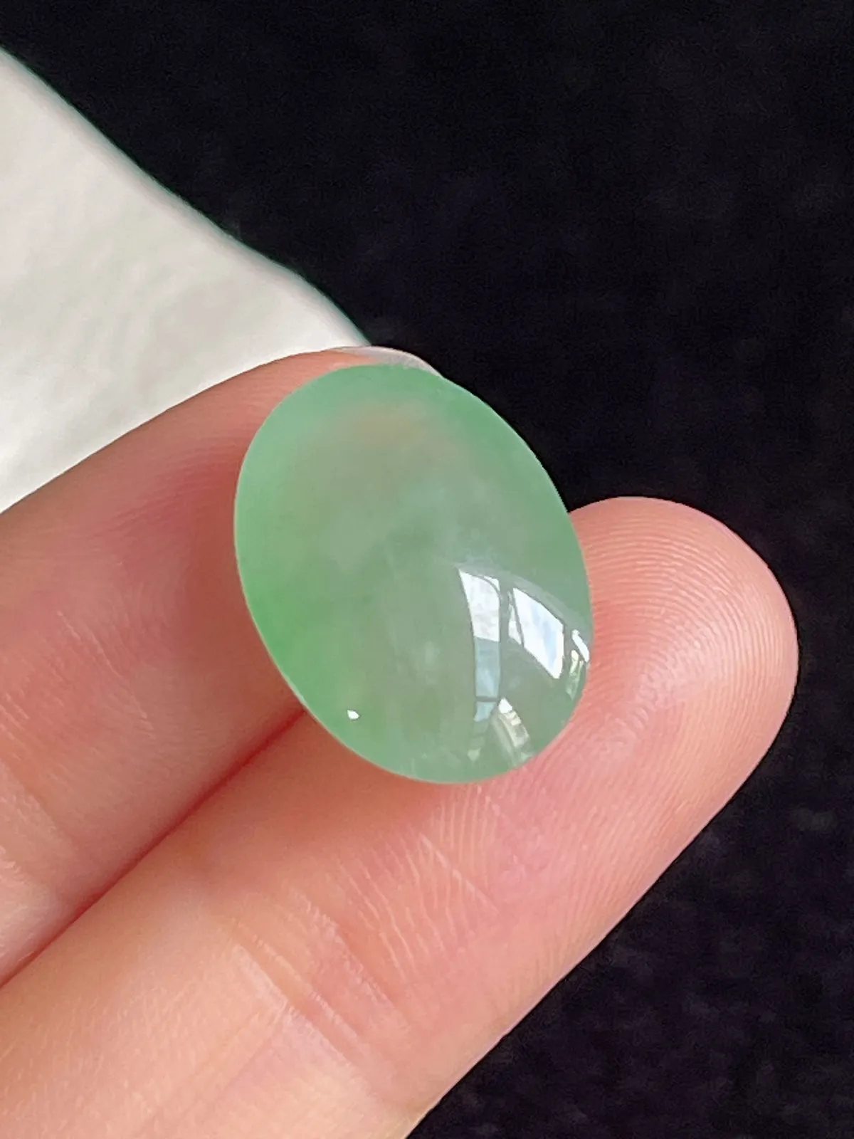 翡翠冰糯种浅绿色戒面