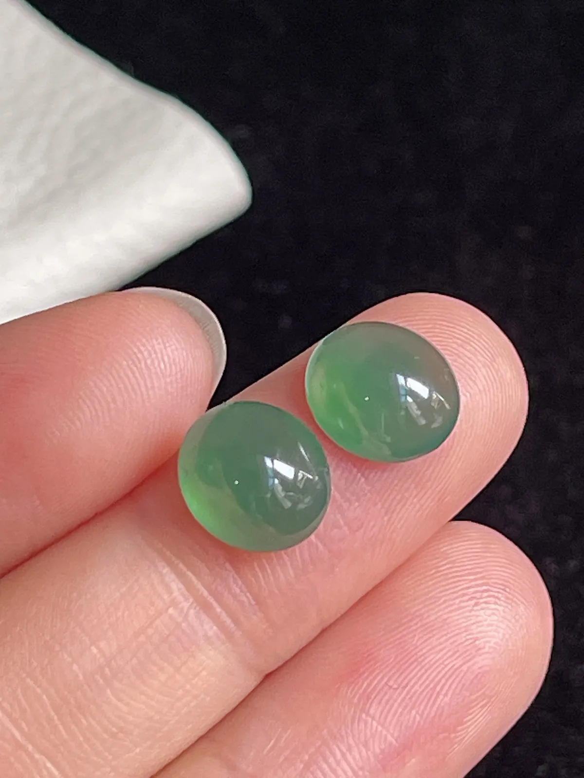 翡翠冰糯种绿色戒面，单颗价